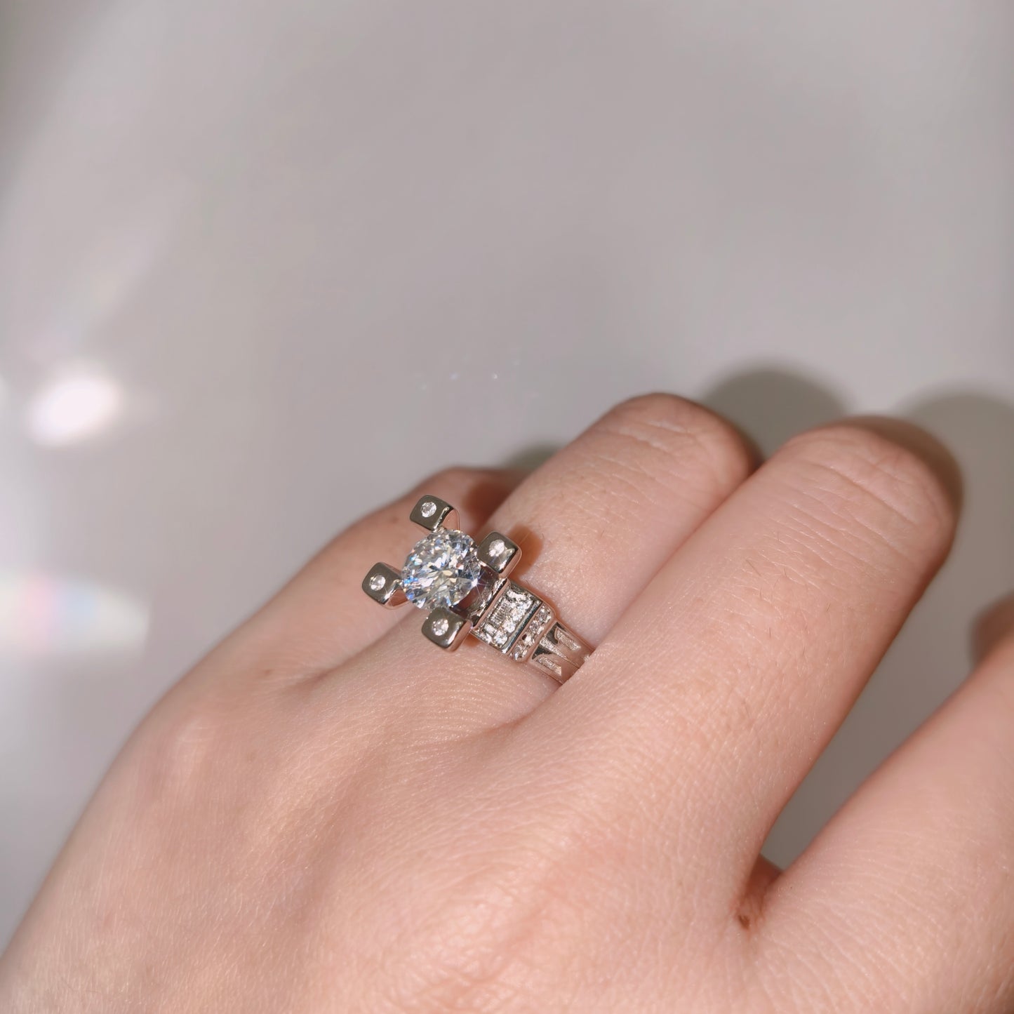 1 Carat 925 Sterling Silver Eiffel Tower Moissanite Ring