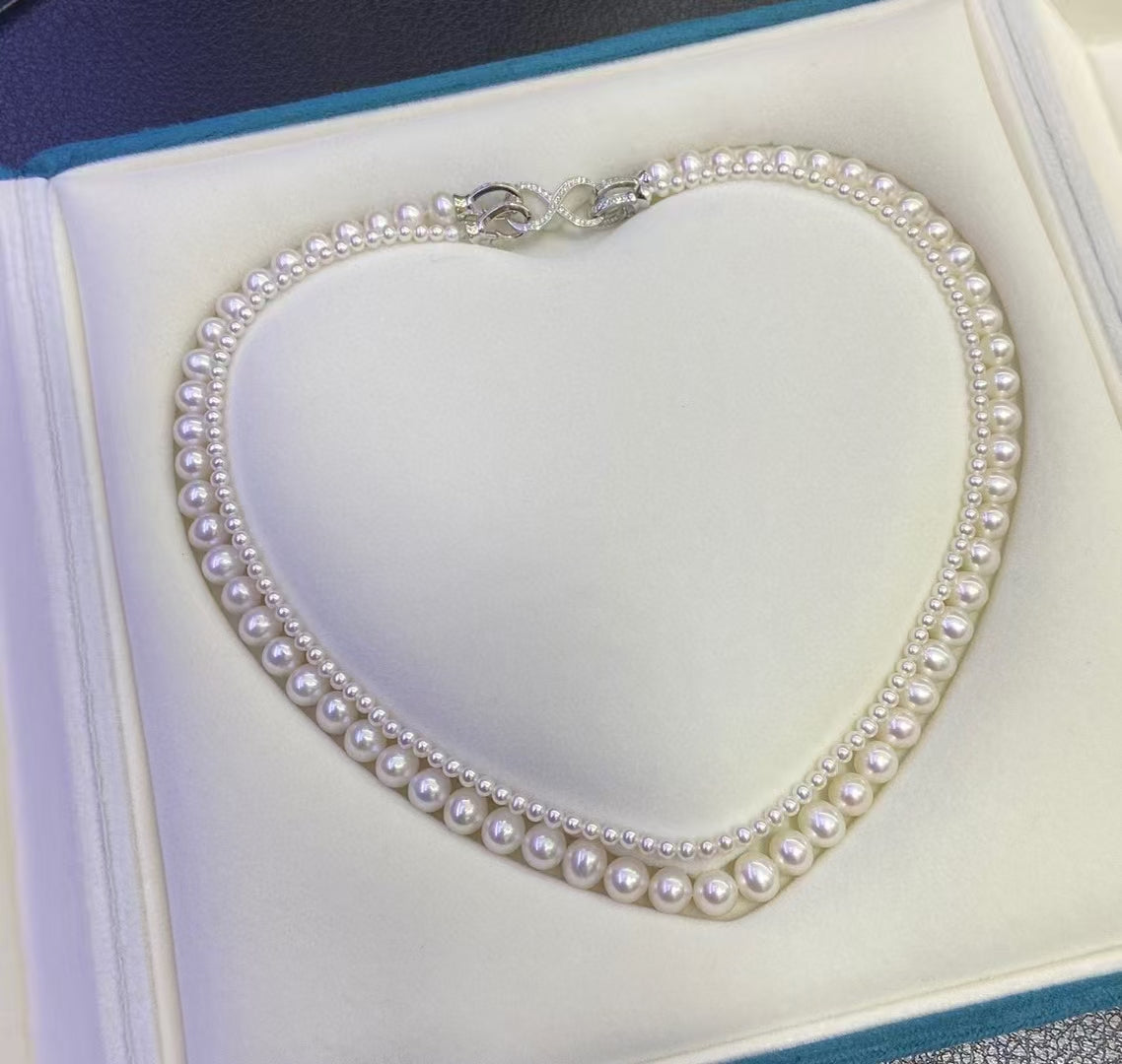 3-3.5mm and 7-8mm Double Layer Pearl Necklace