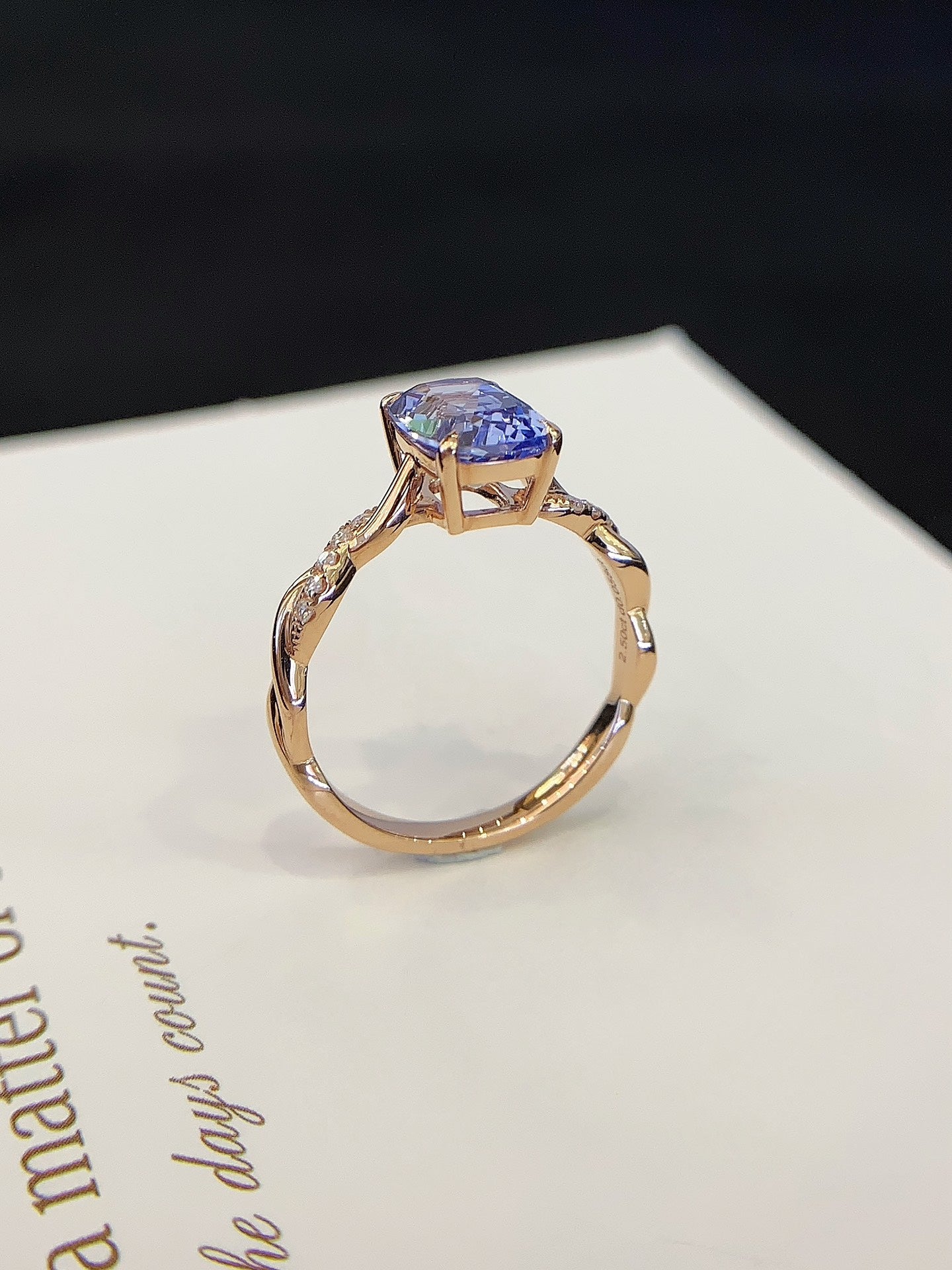 18K Gold Sapphire and Moissanite Ring