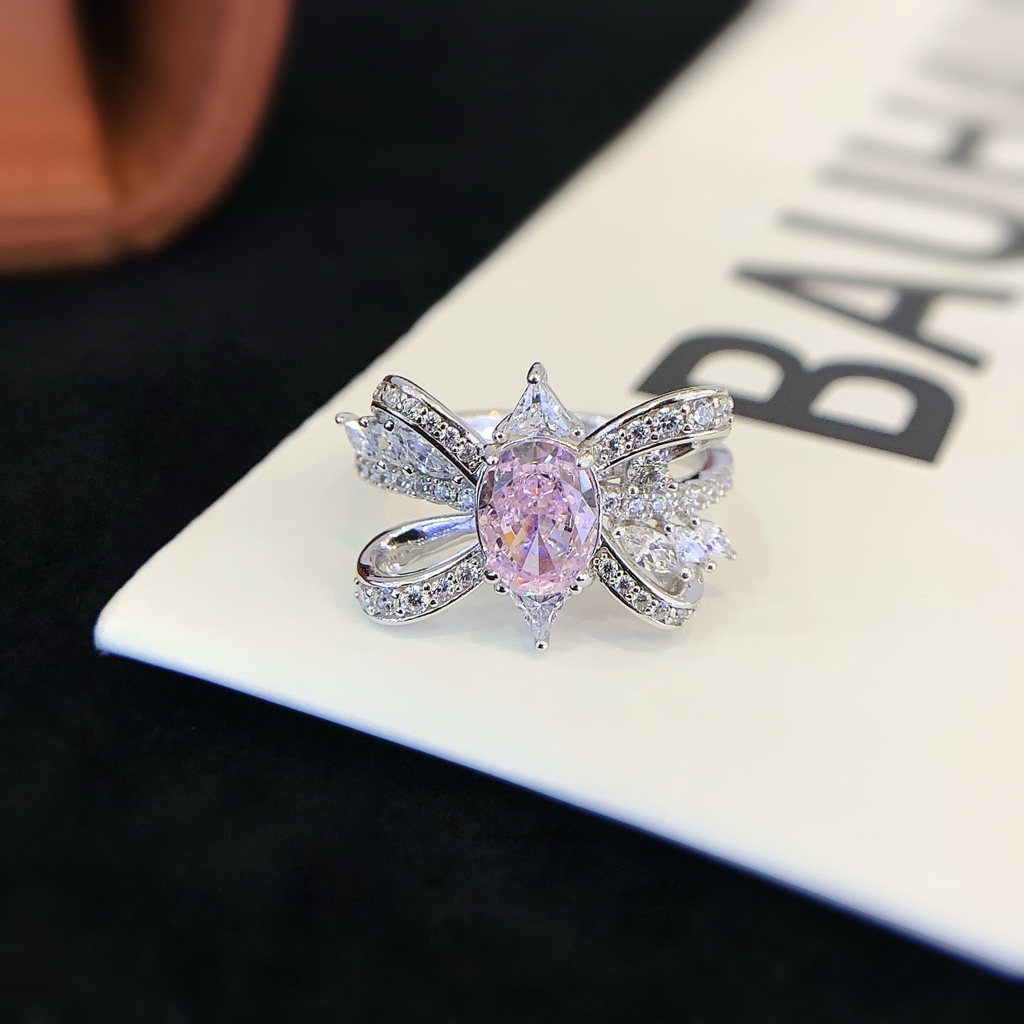 Sterling Silver Ring With Pink Gemstones