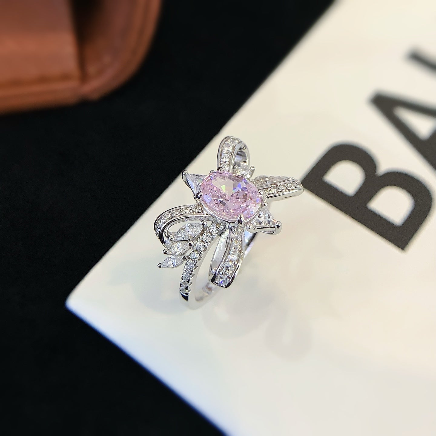 Sterling Silver Ring With Pink Gemstones