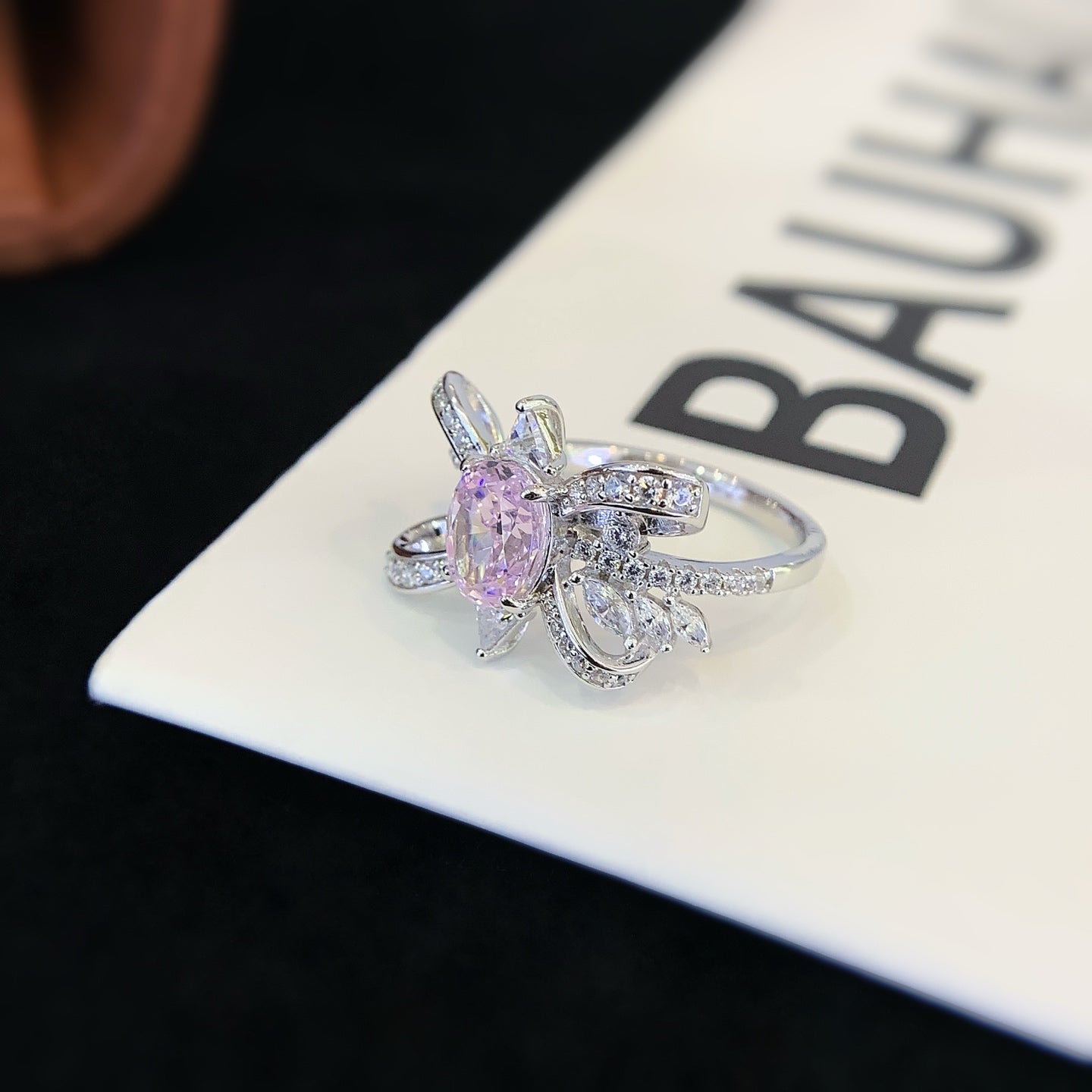 Sterling Silver Ring With Pink Gemstones