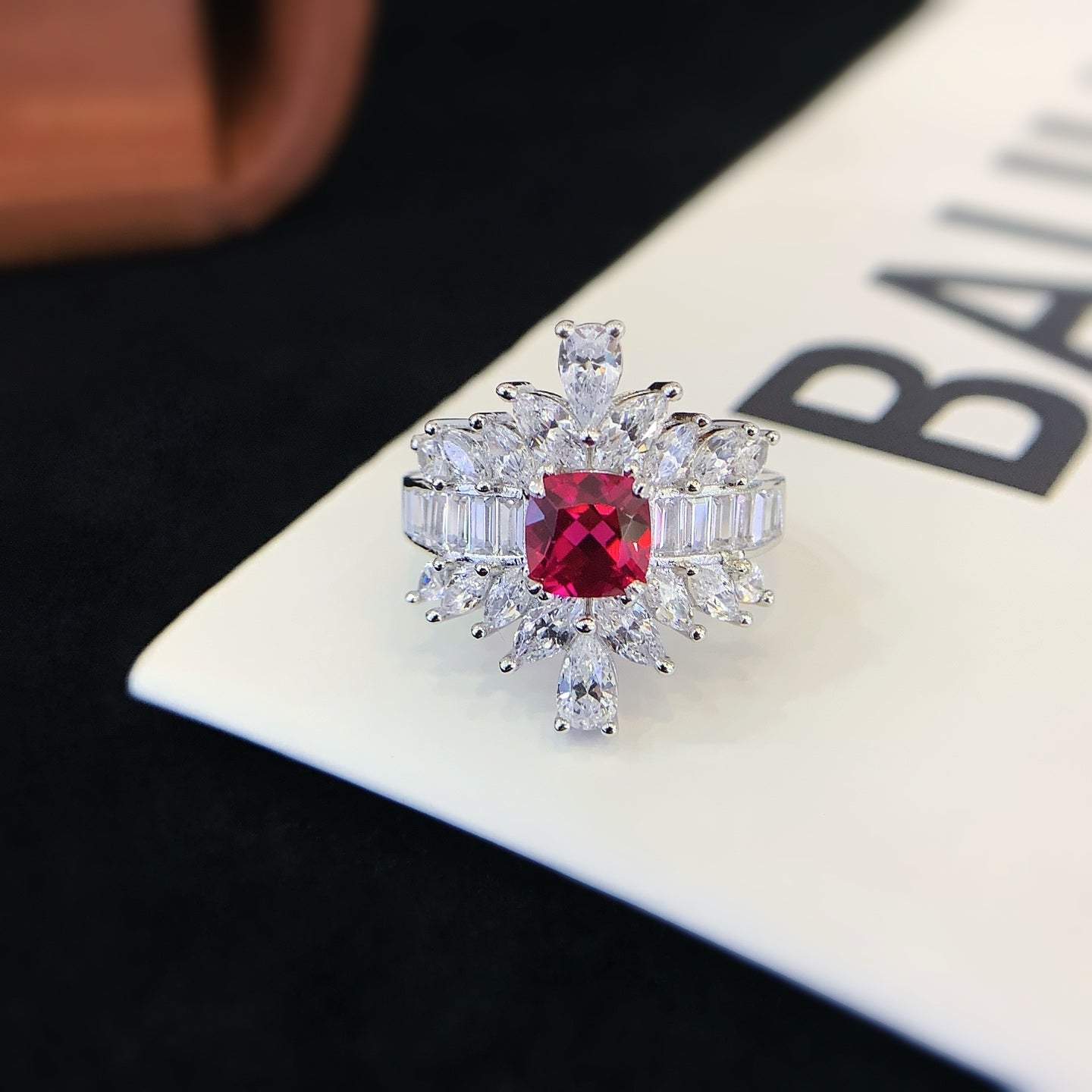 925 Silver Inlaid Ruby Ring