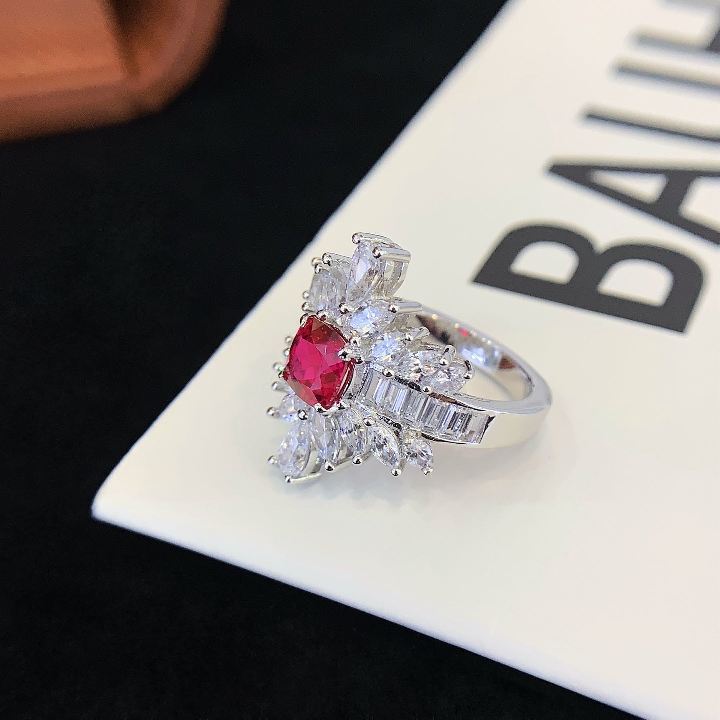 925 Silver Inlaid Ruby Ring