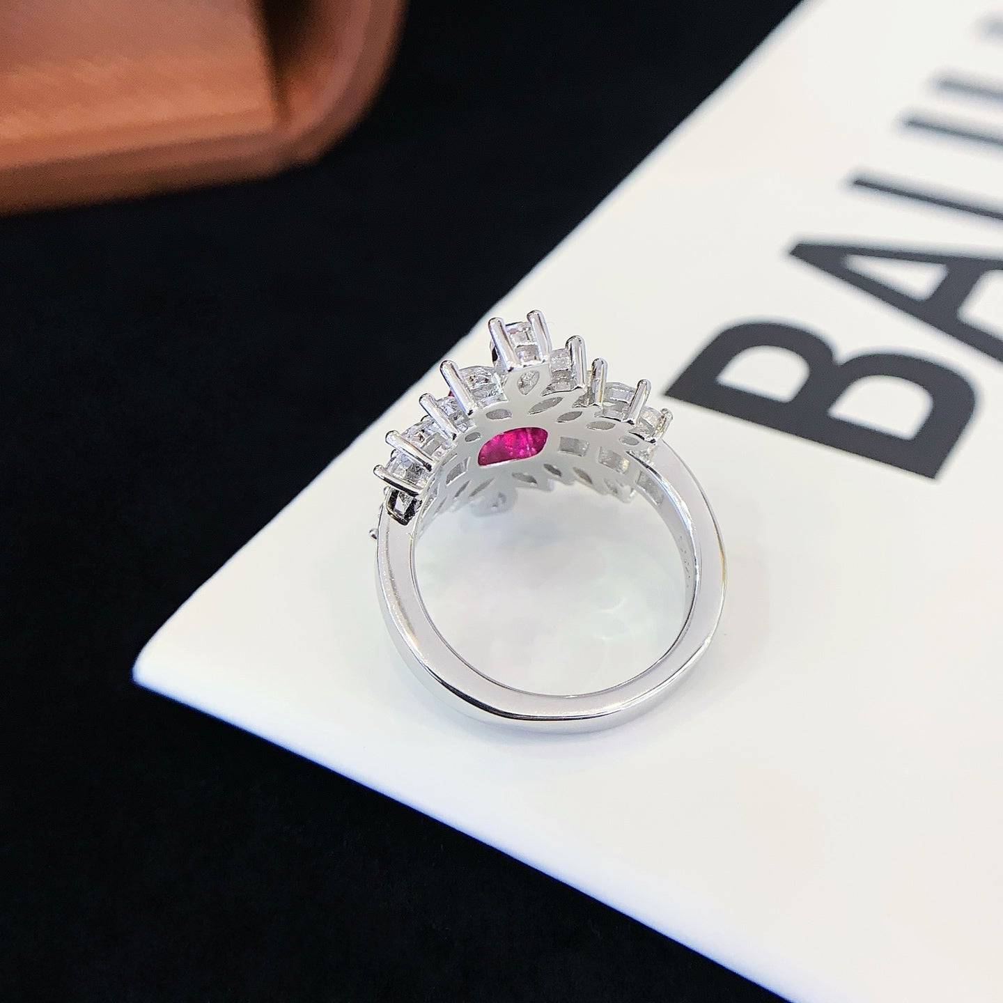 925 Silver Inlaid Ruby Ring