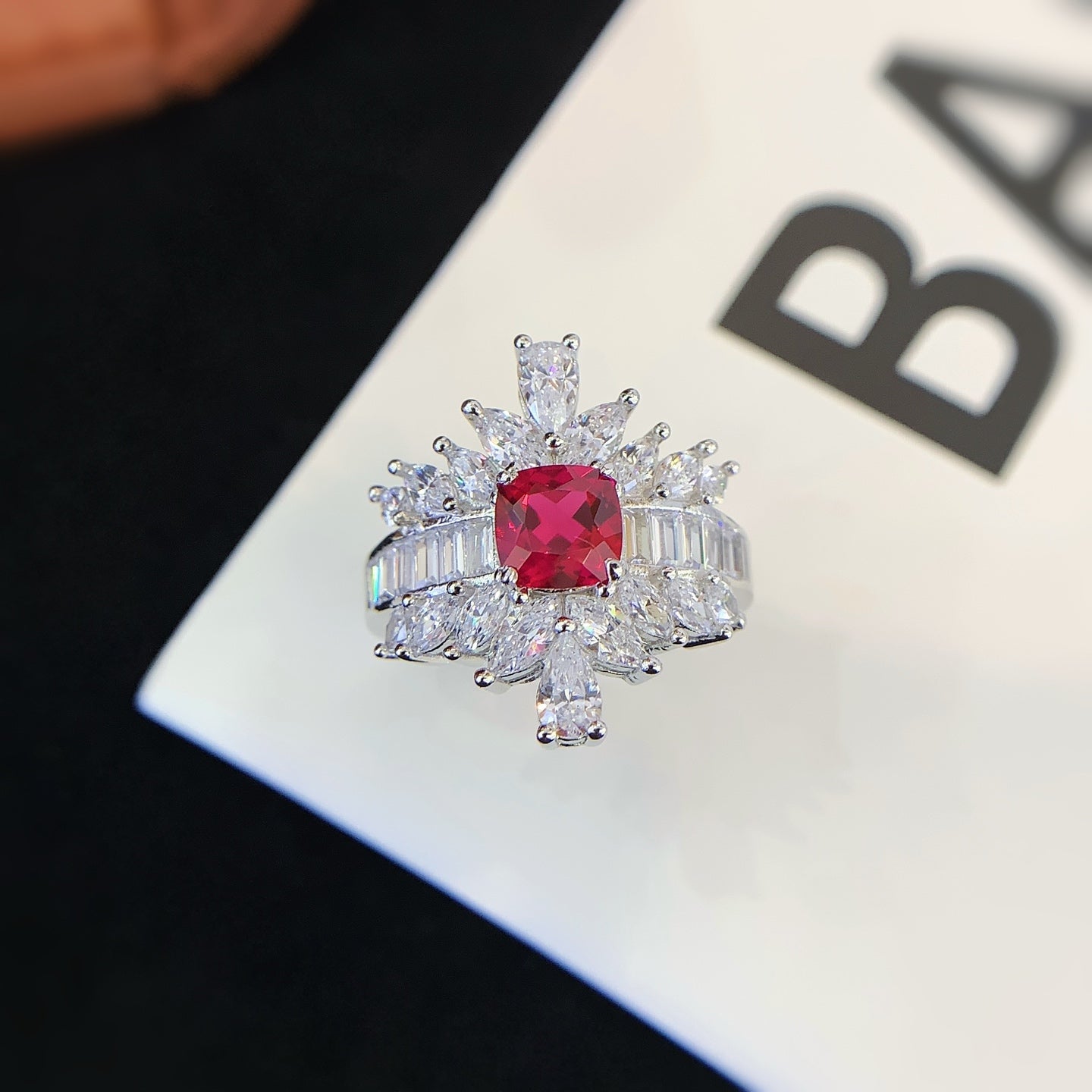 925 Silver Inlaid Ruby Ring