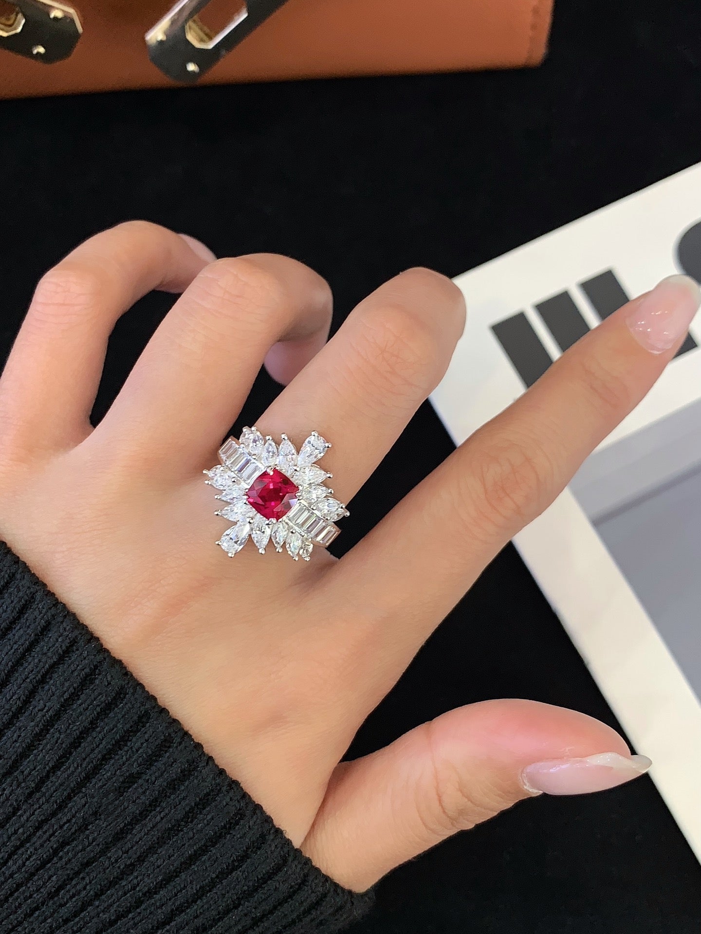 925 Silver Inlaid Ruby Ring