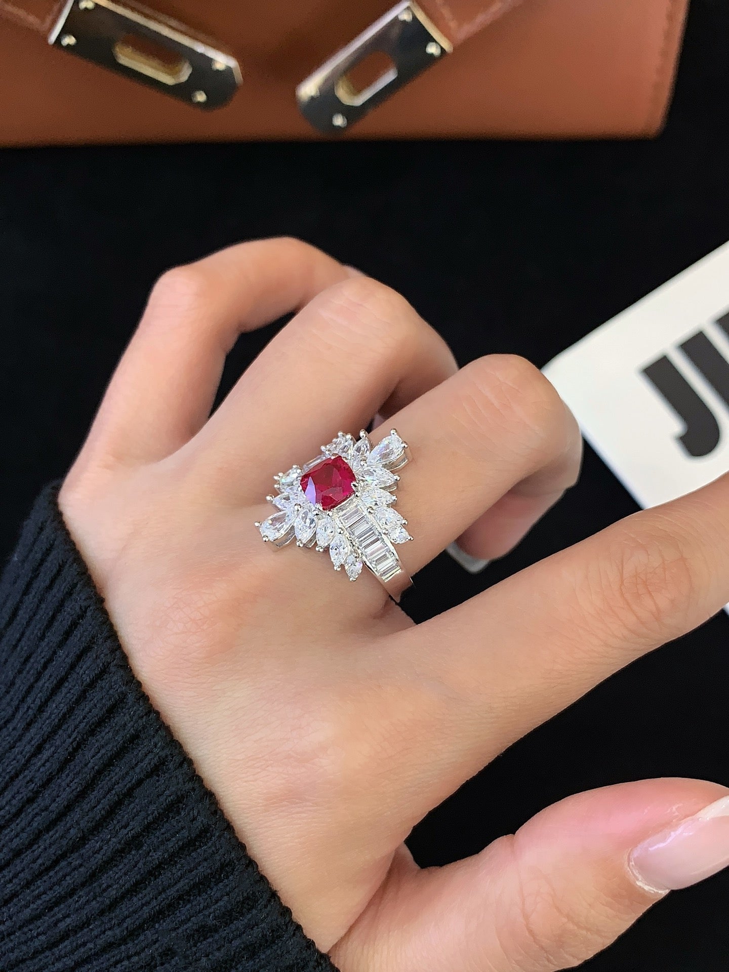925 Silver Inlaid Ruby Ring