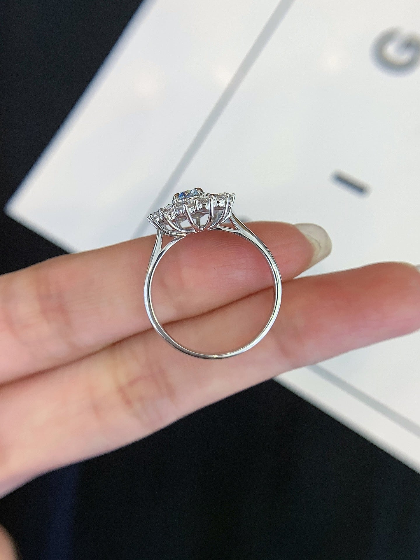 18K Gold Cultured Blue Diamond Ring