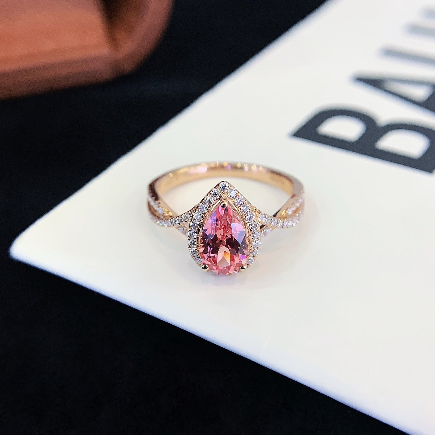 1.2ct Cultured Gemstone Inlaid Moissanite Diamond Ring