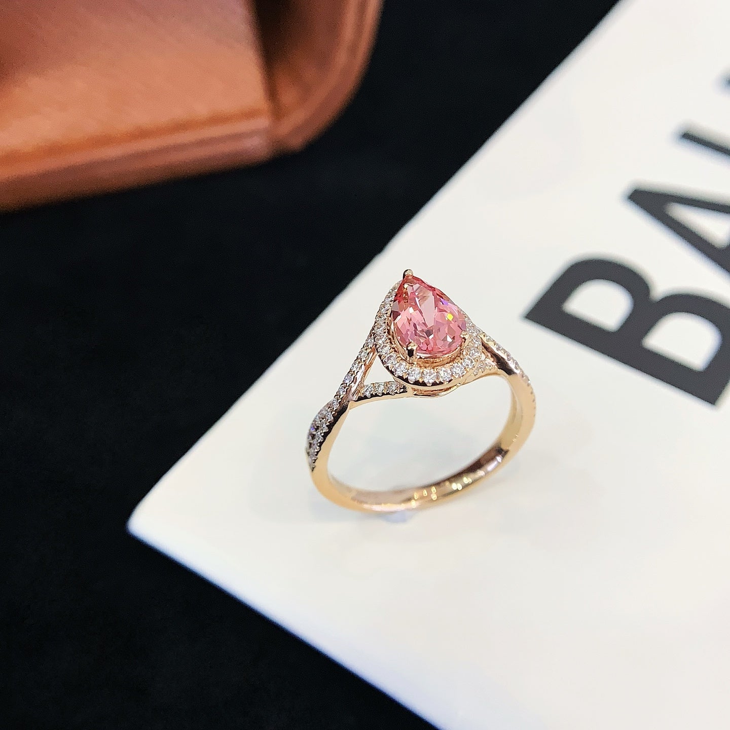 1.2ct Cultured Gemstone Inlaid Moissanite Diamond Ring