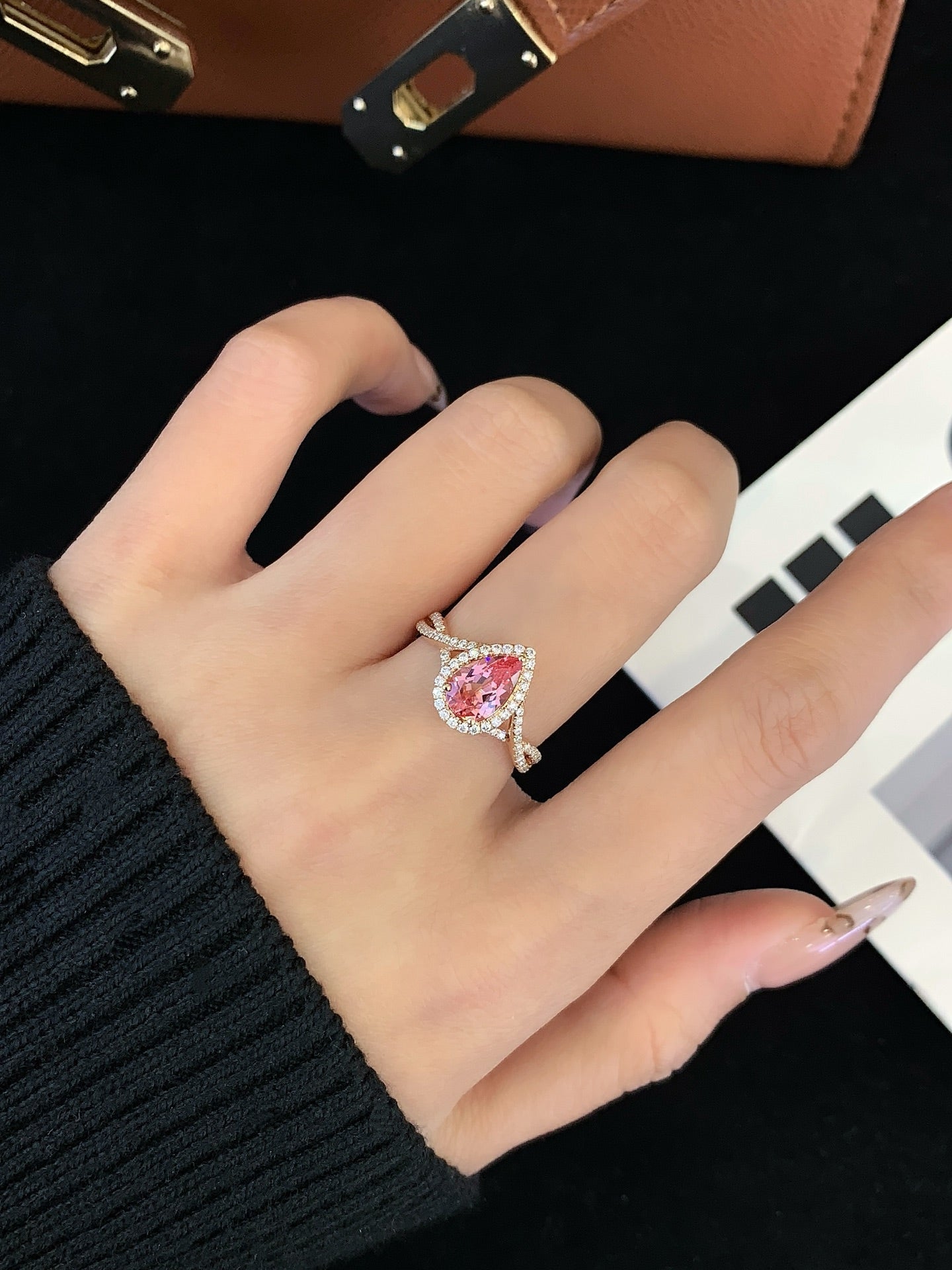 1.2ct Cultured Gemstone Inlaid Moissanite Diamond Ring