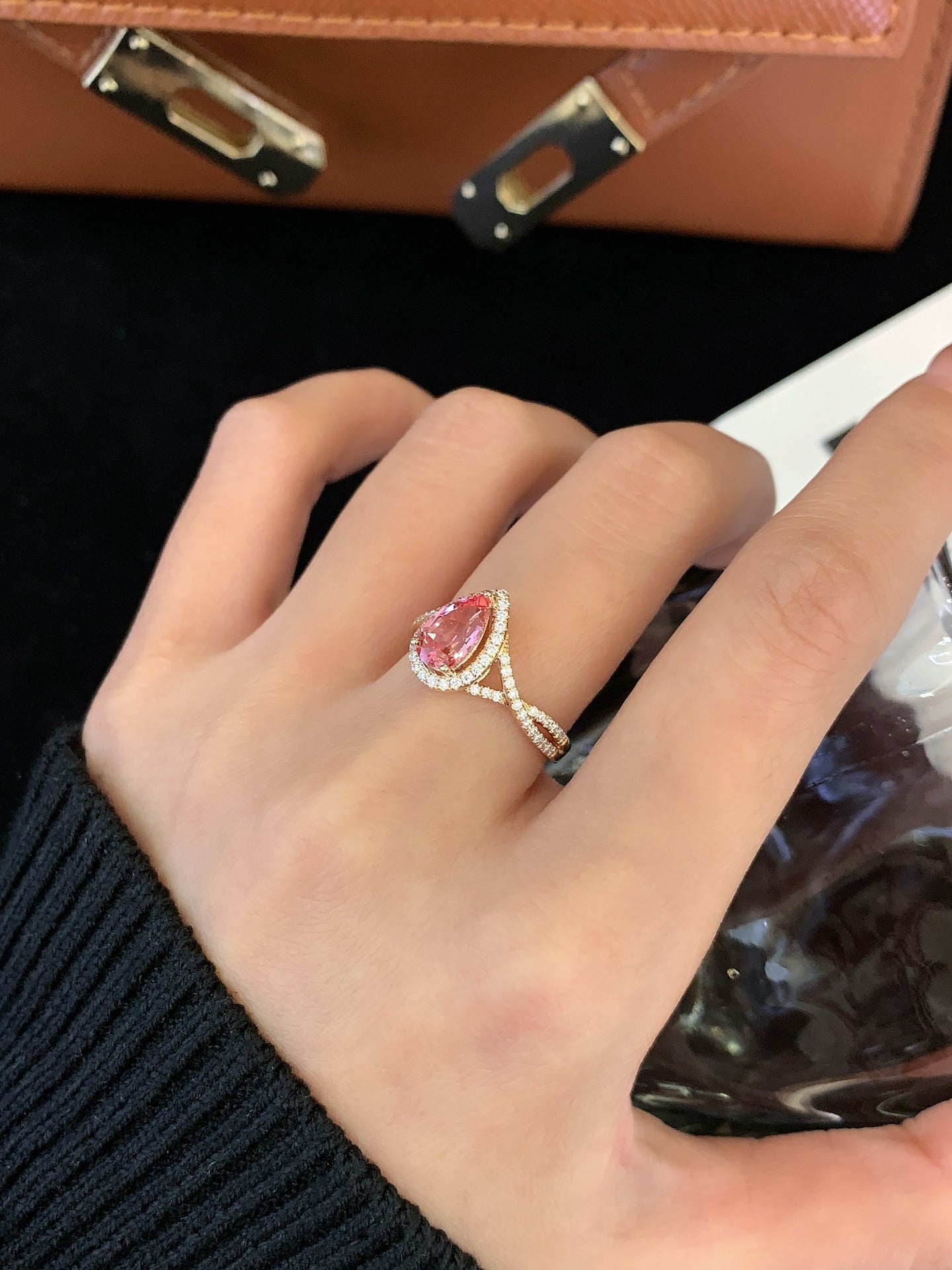1.2ct Cultured Gemstone Inlaid Moissanite Diamond Ring