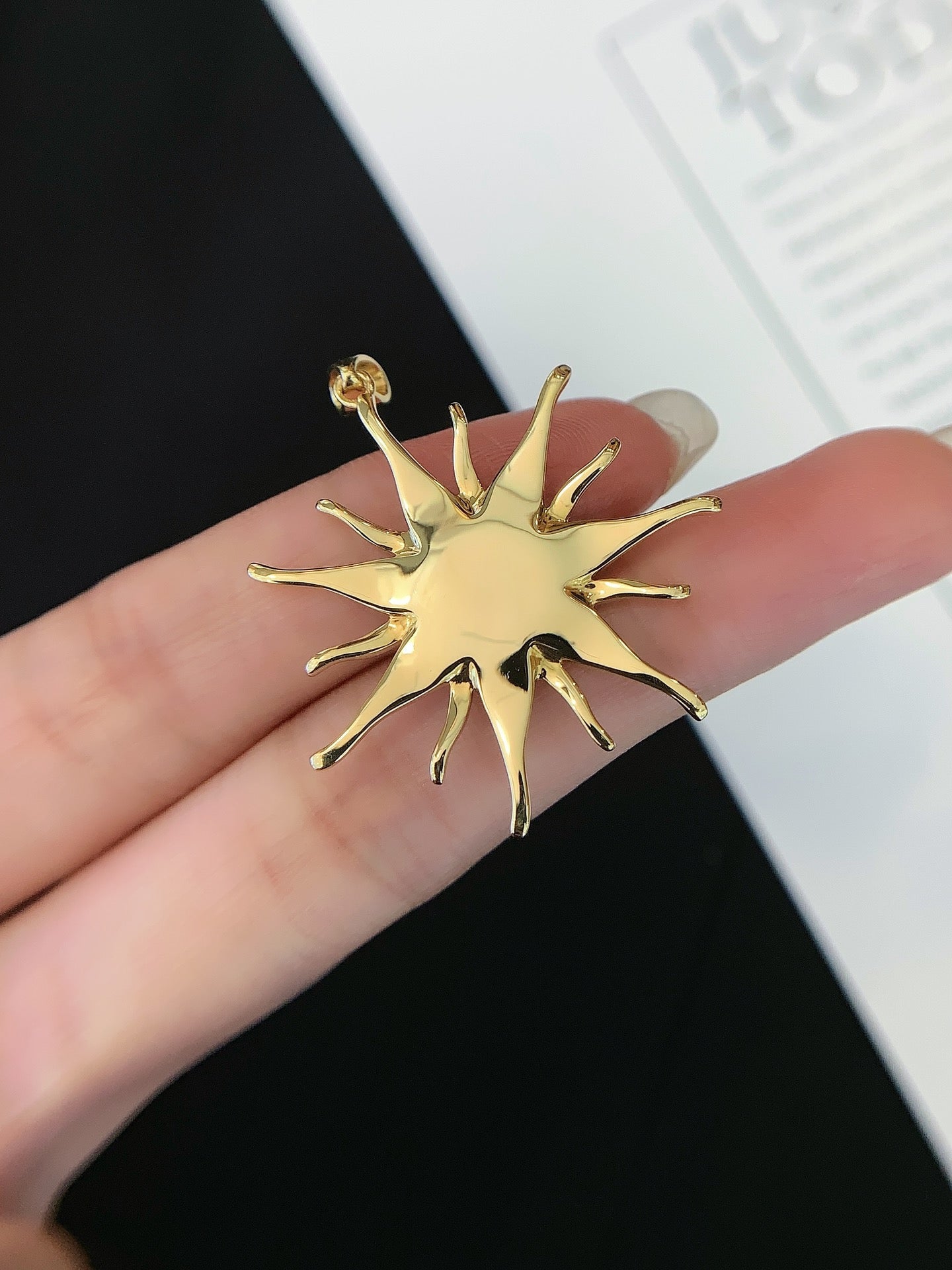 18K Gold Diamond Sun Pendant