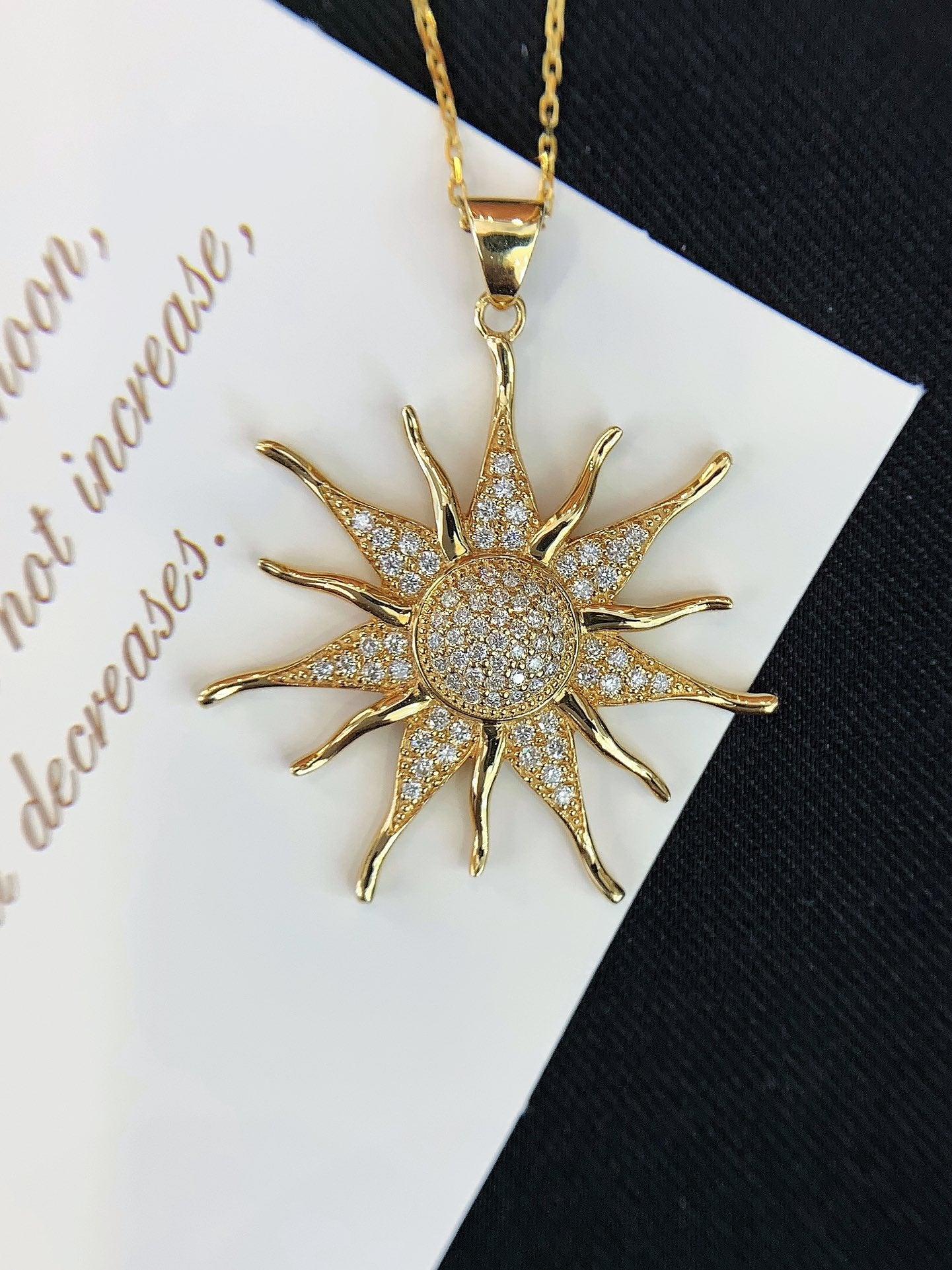 18K Gold Diamond Sun Pendant