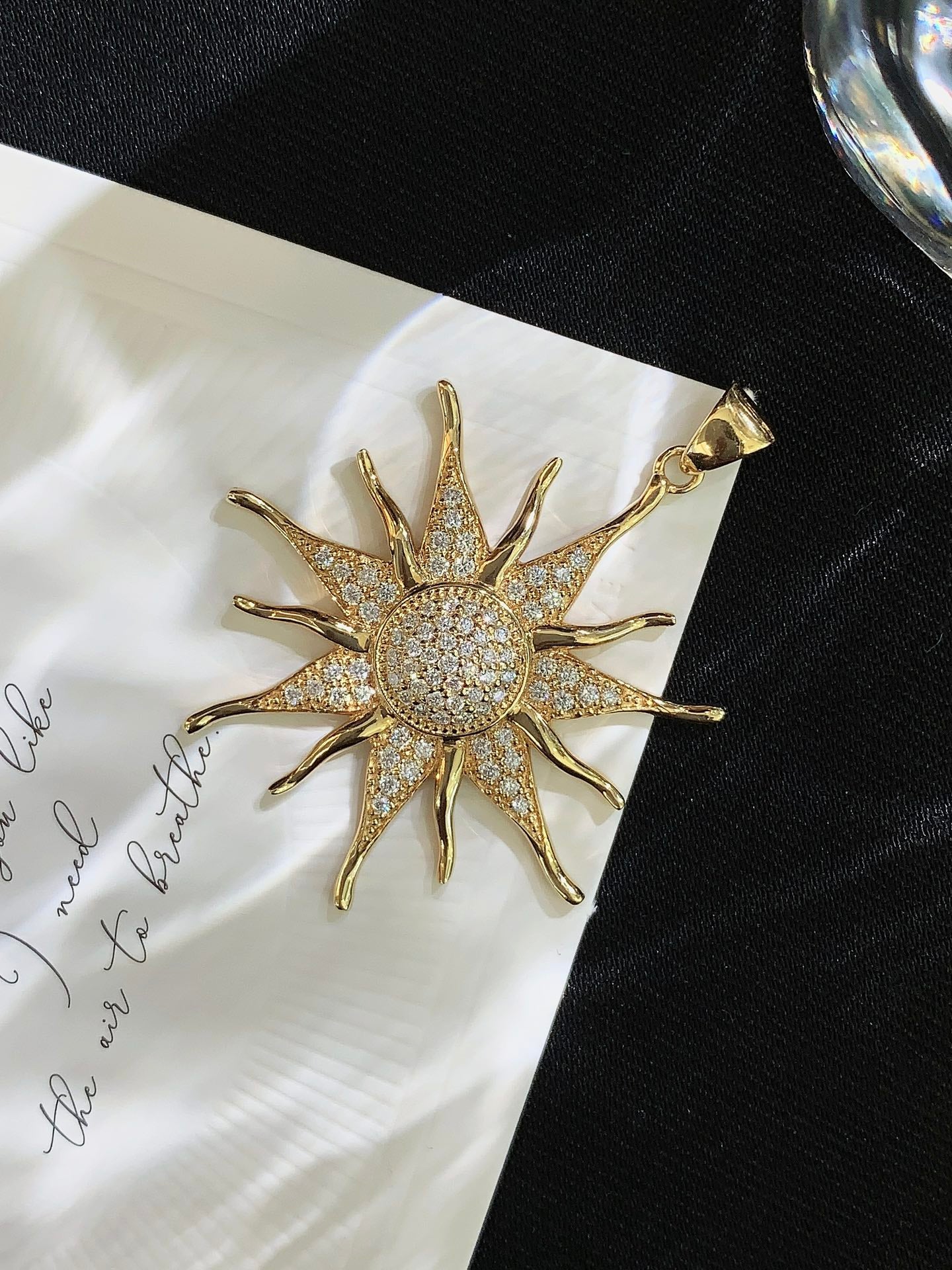18K Gold Diamond Sun Pendant