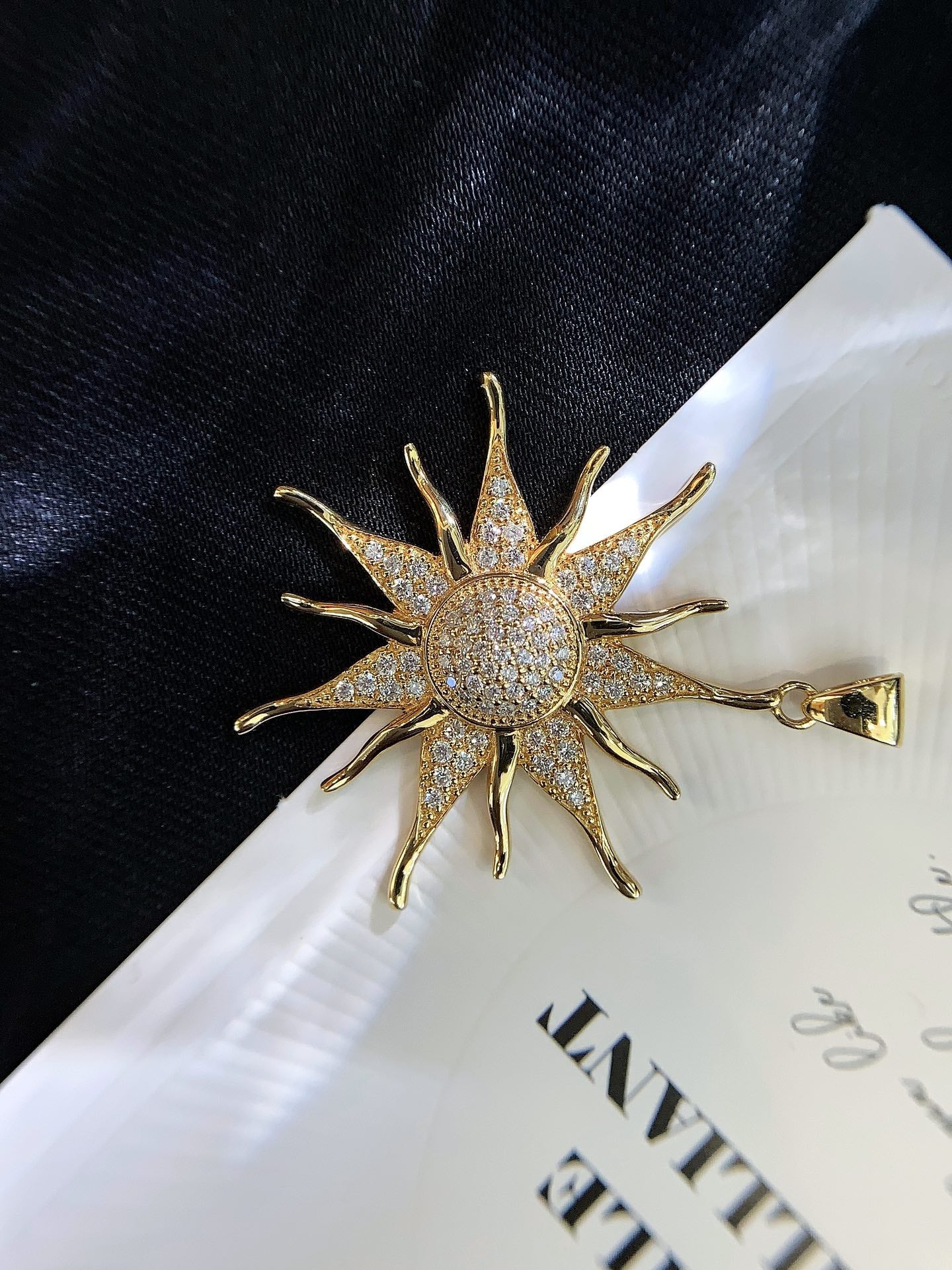 18K Gold Diamond Sun Pendant