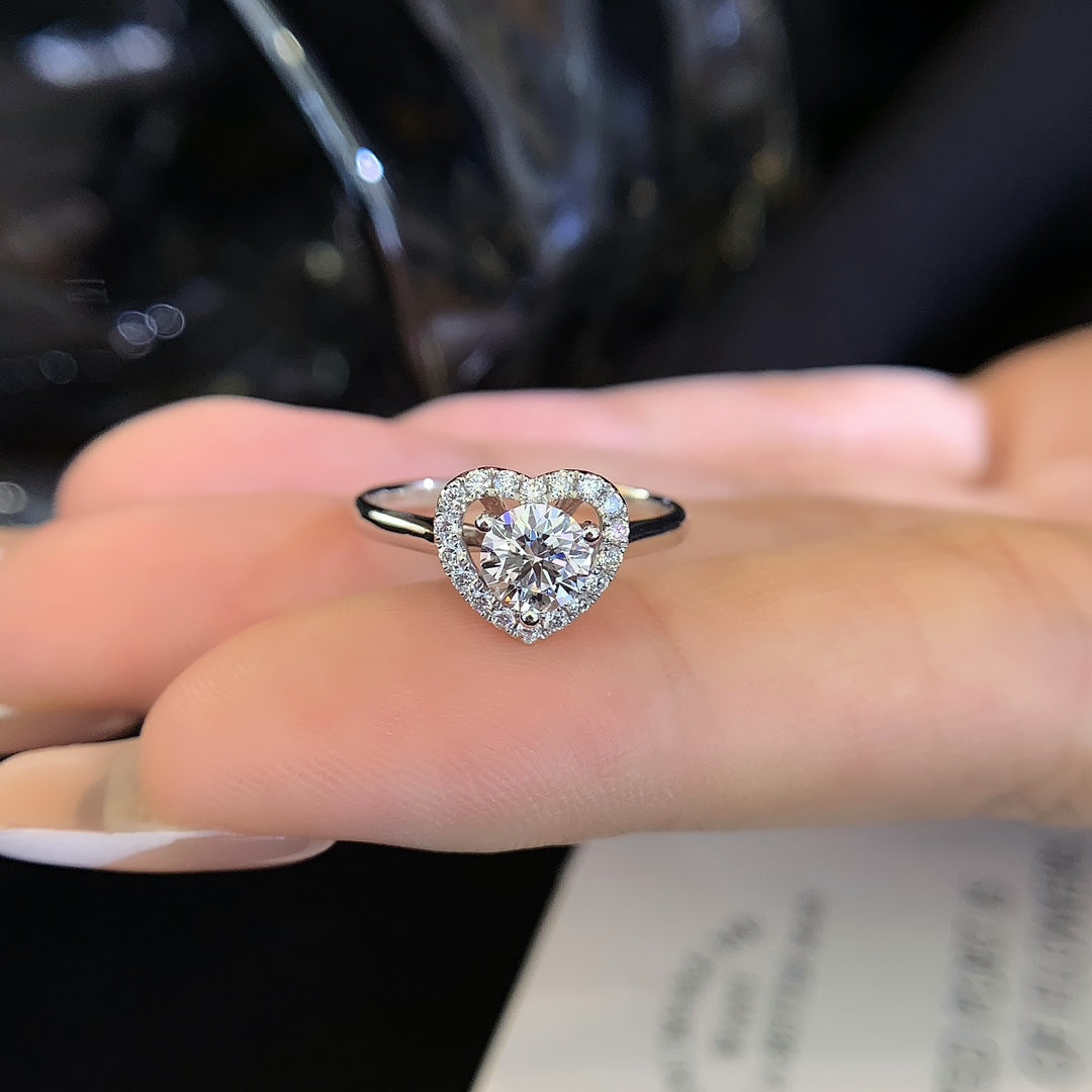 18K Heart Shaped Cultured Diamond Ring
