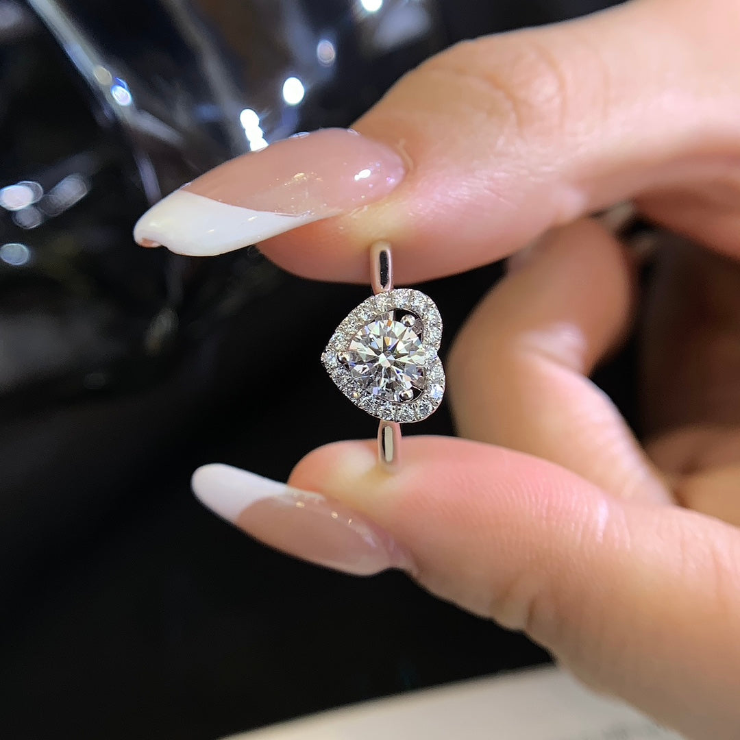 18K Heart Shaped Cultured Diamond Ring