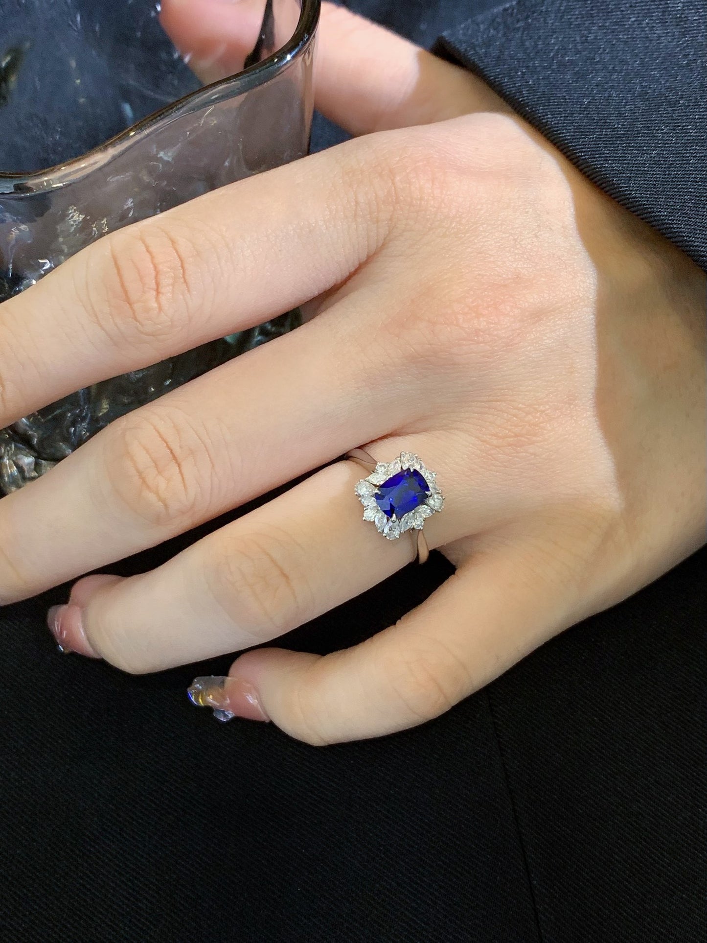 18K Gold Cultured Sapphire Ring