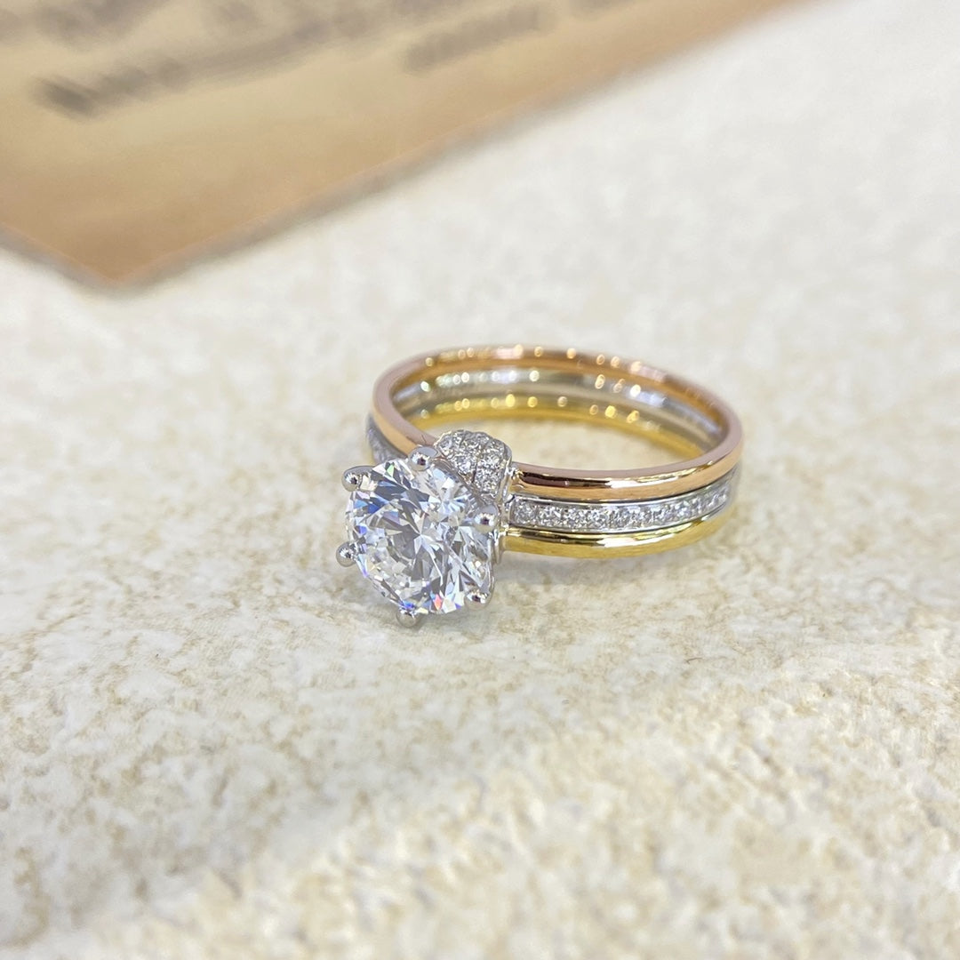 1.52 Carat Cultivated Diamond Ring+18K Gold Ring