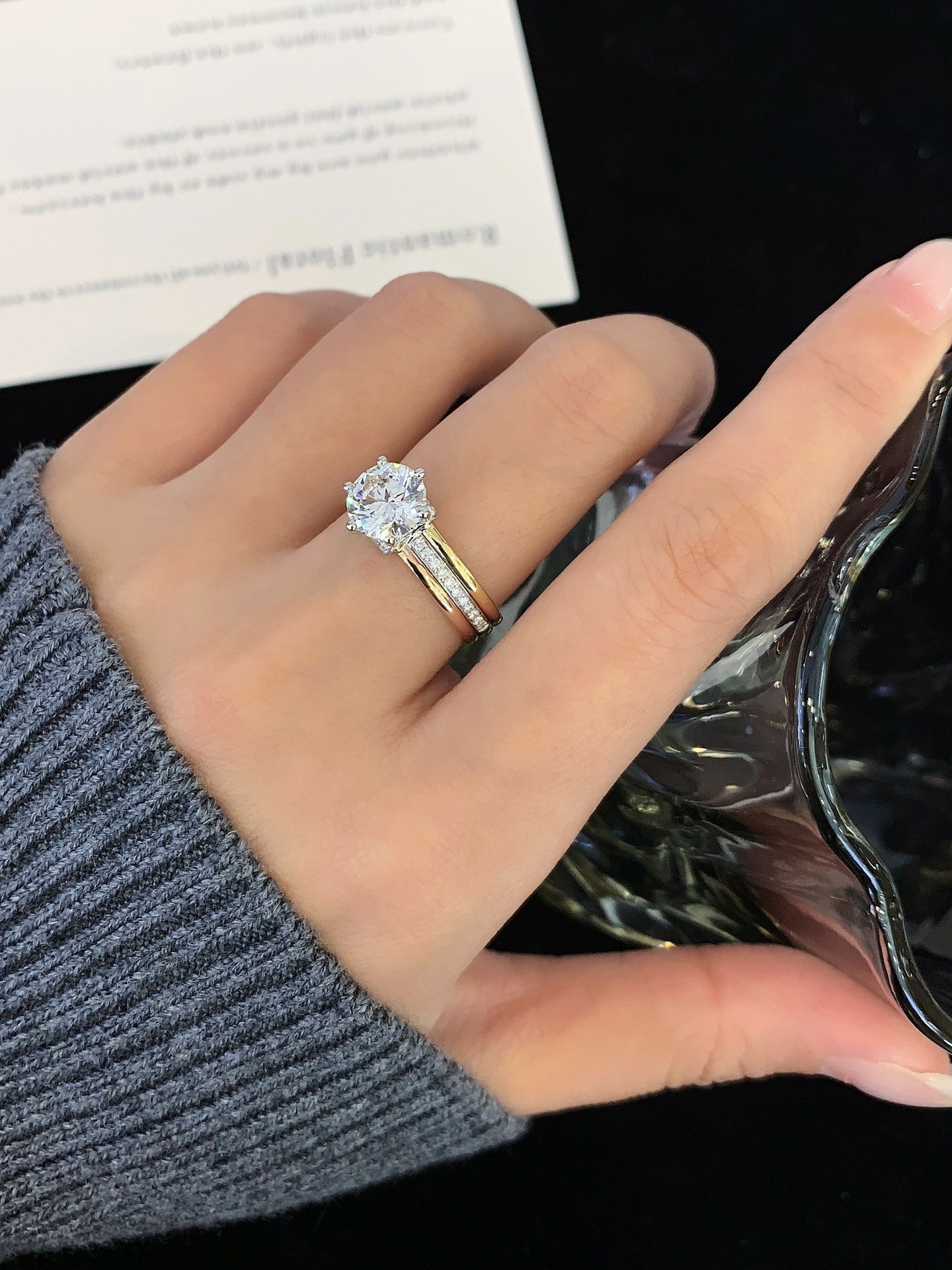 1.52 Carat Cultivated Diamond Ring+18K Gold Ring