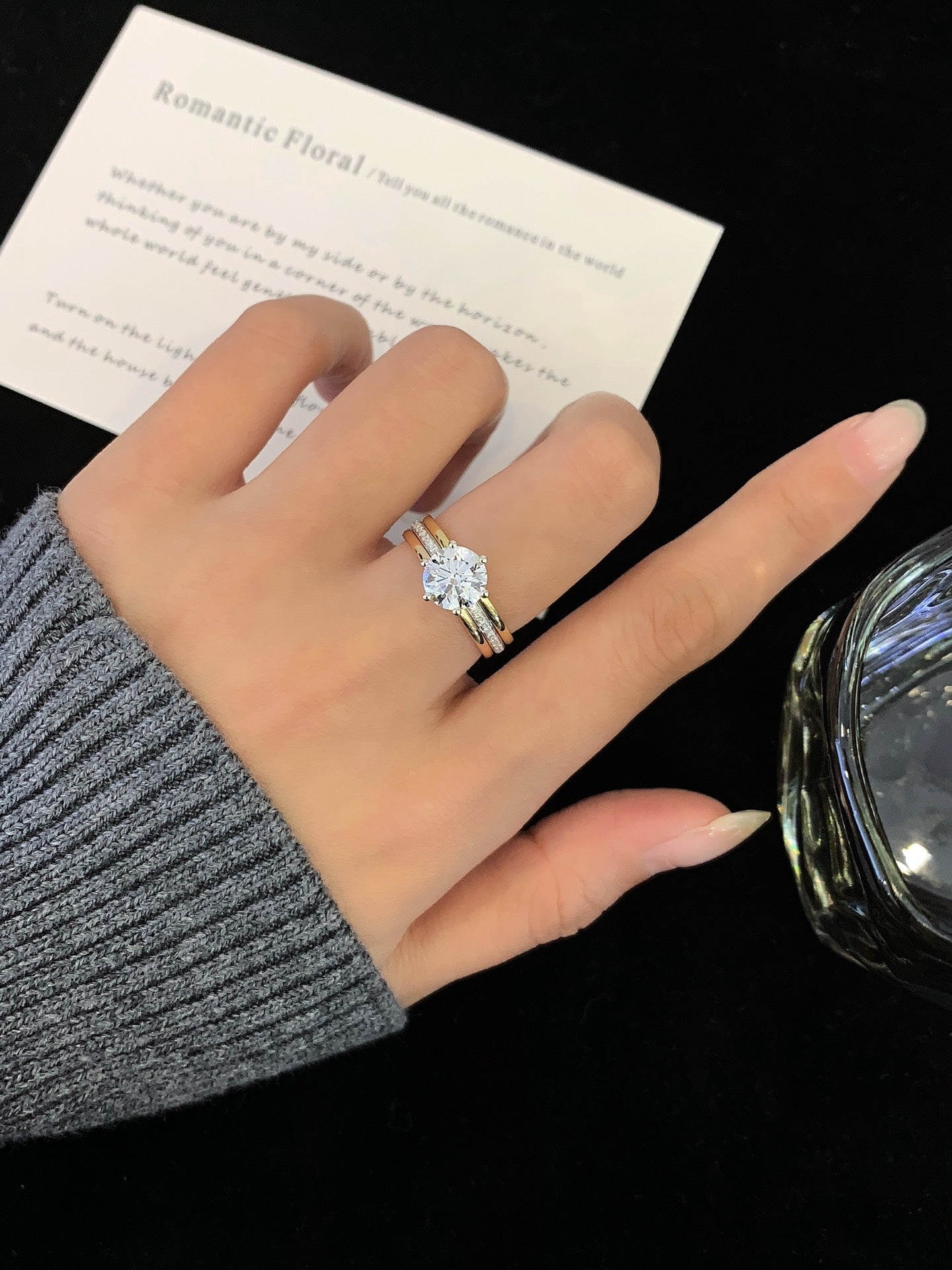 1.52 Carat Cultivated Diamond Ring+18K Gold Ring
