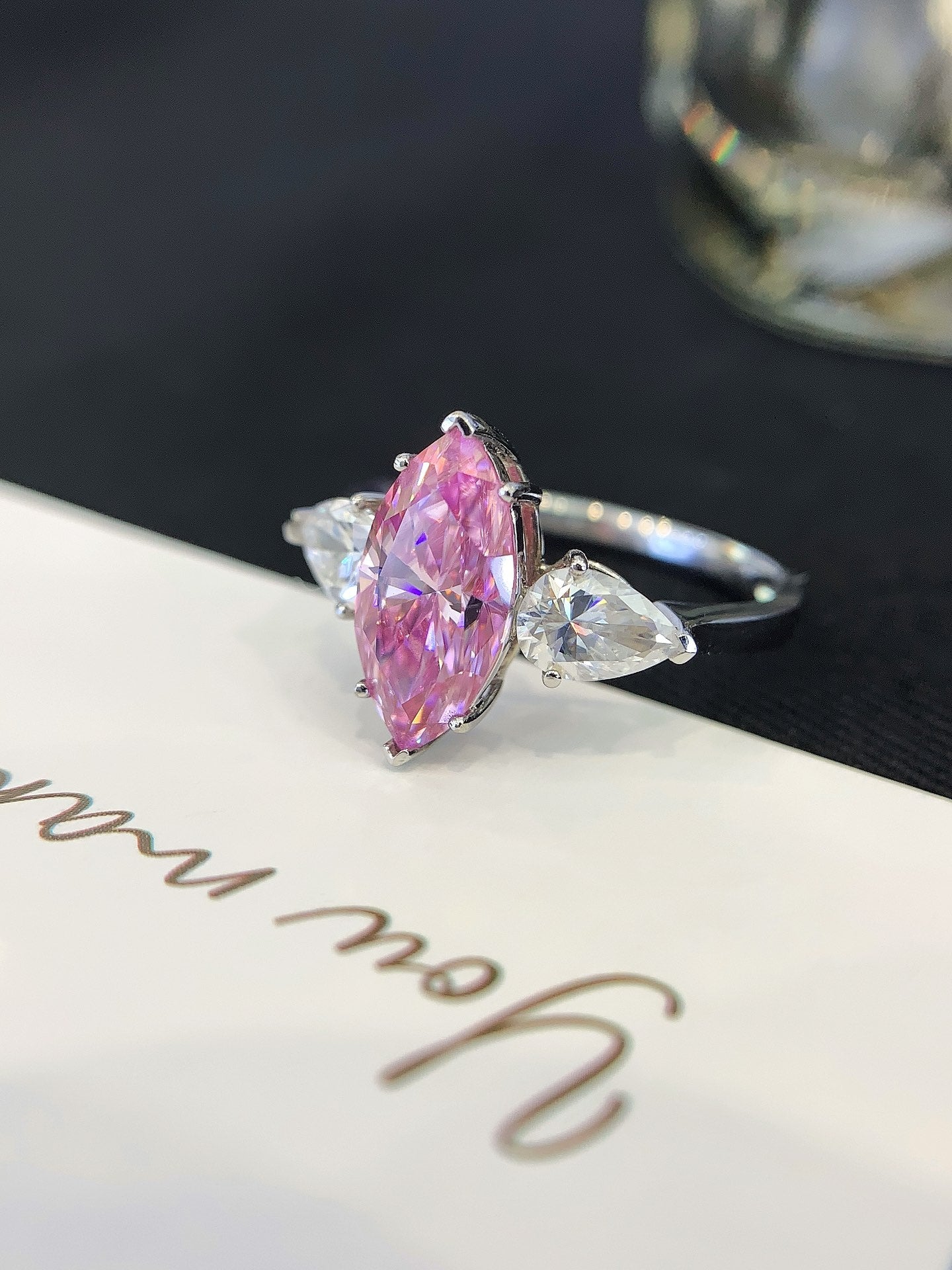 2.4ct Colored Moissanite Diamond Ring