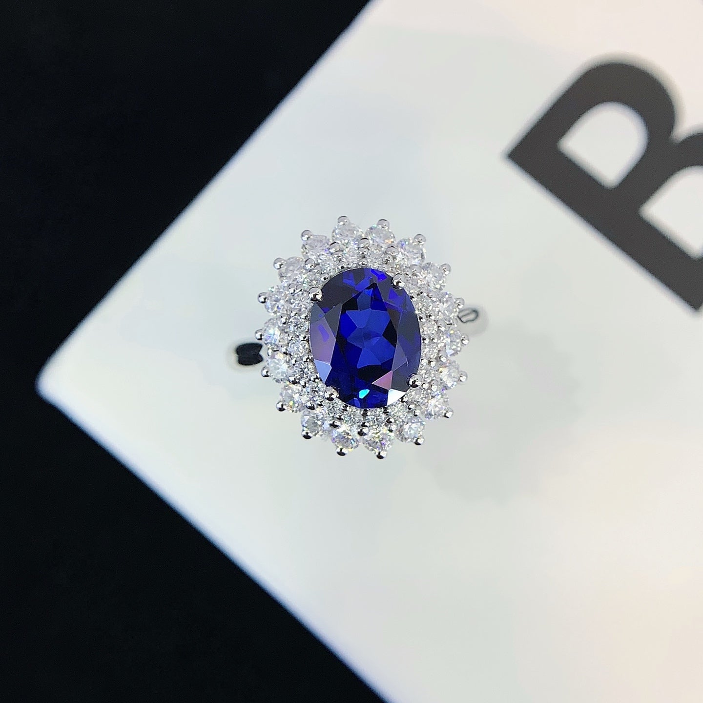 2.26ct Moissanite And Sapphire Ring