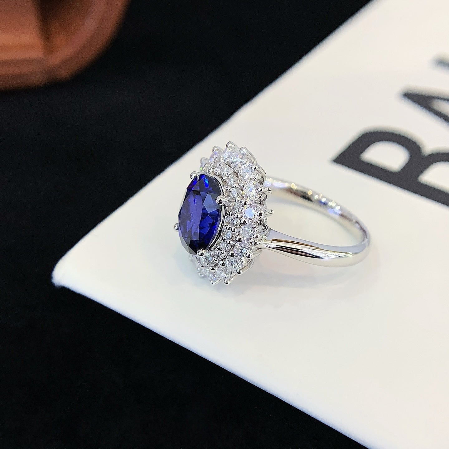 2.26ct Moissanite And Sapphire Ring