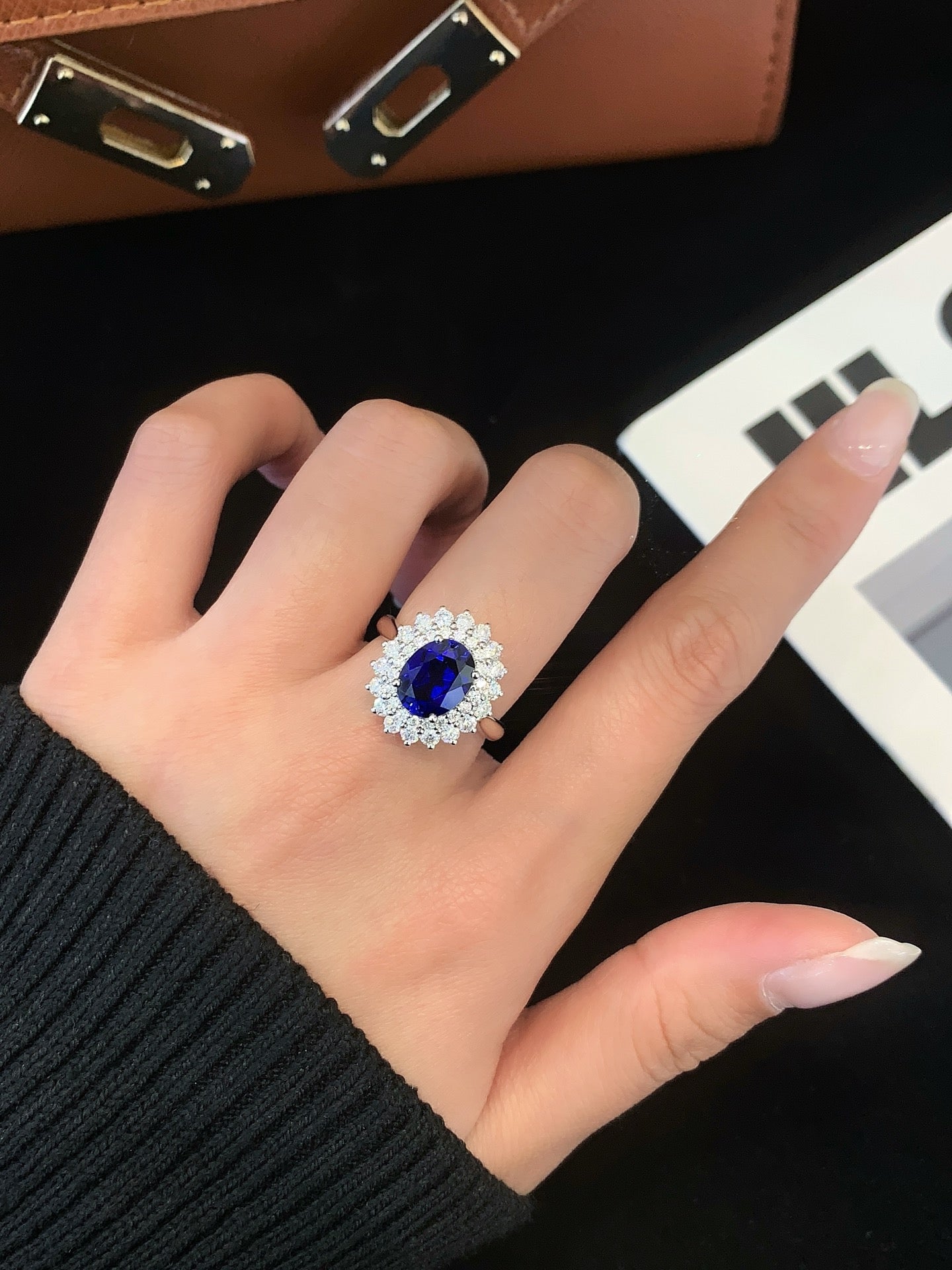 2.26ct Moissanite And Sapphire Ring