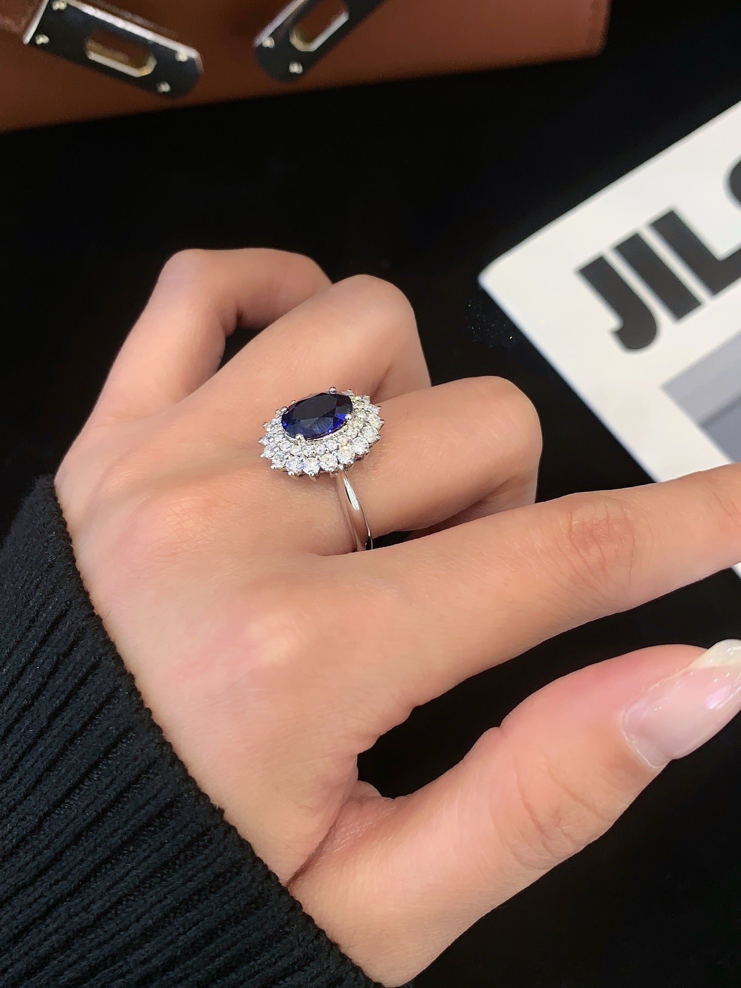 2.26ct Moissanite And Sapphire Ring