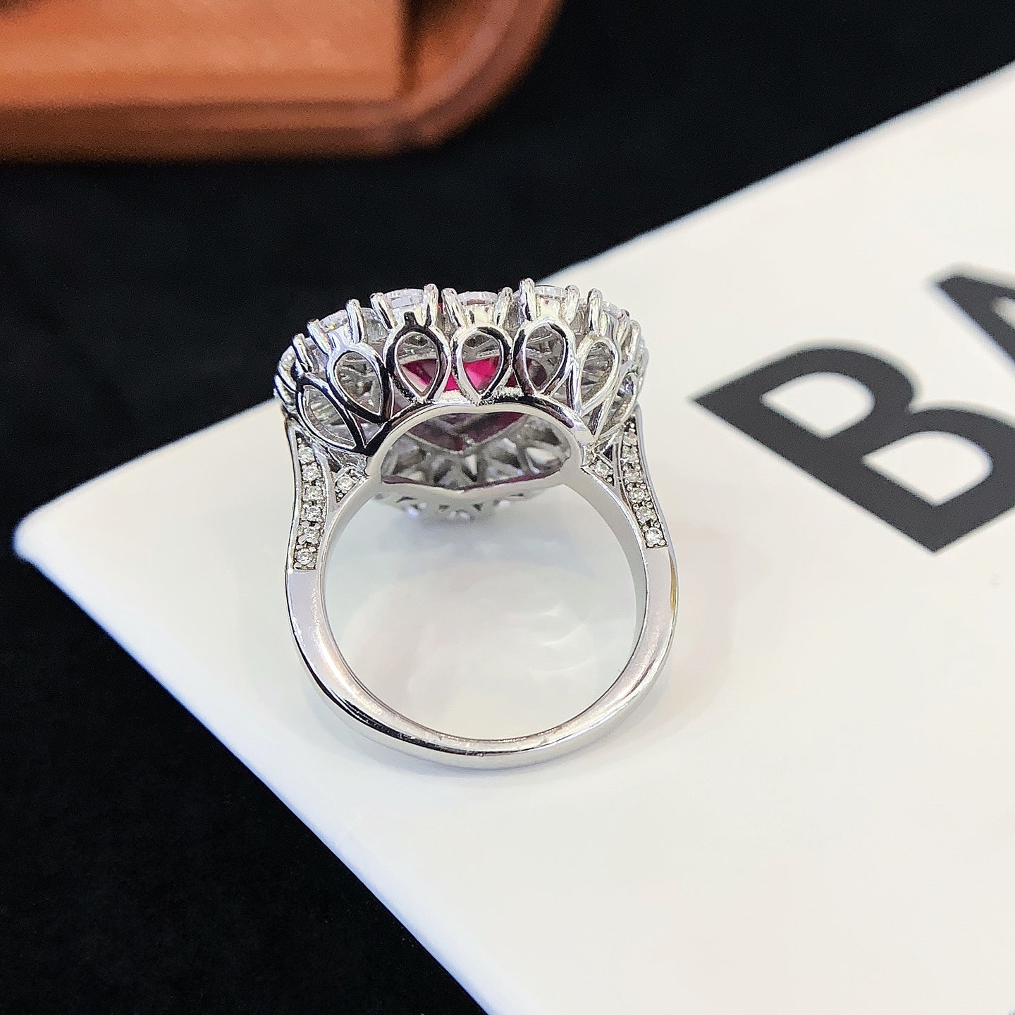 925 Sterling Silver Heart-Shaped Ring With Ruby