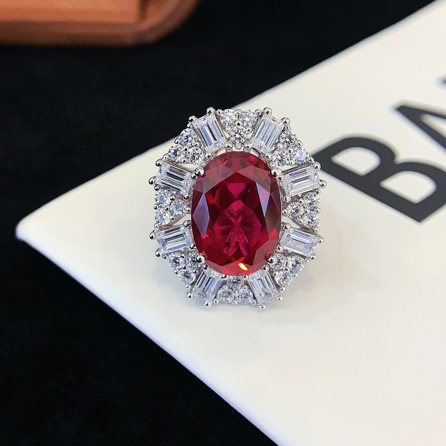 925 Silver Inlaid Colored Gemstone Ring