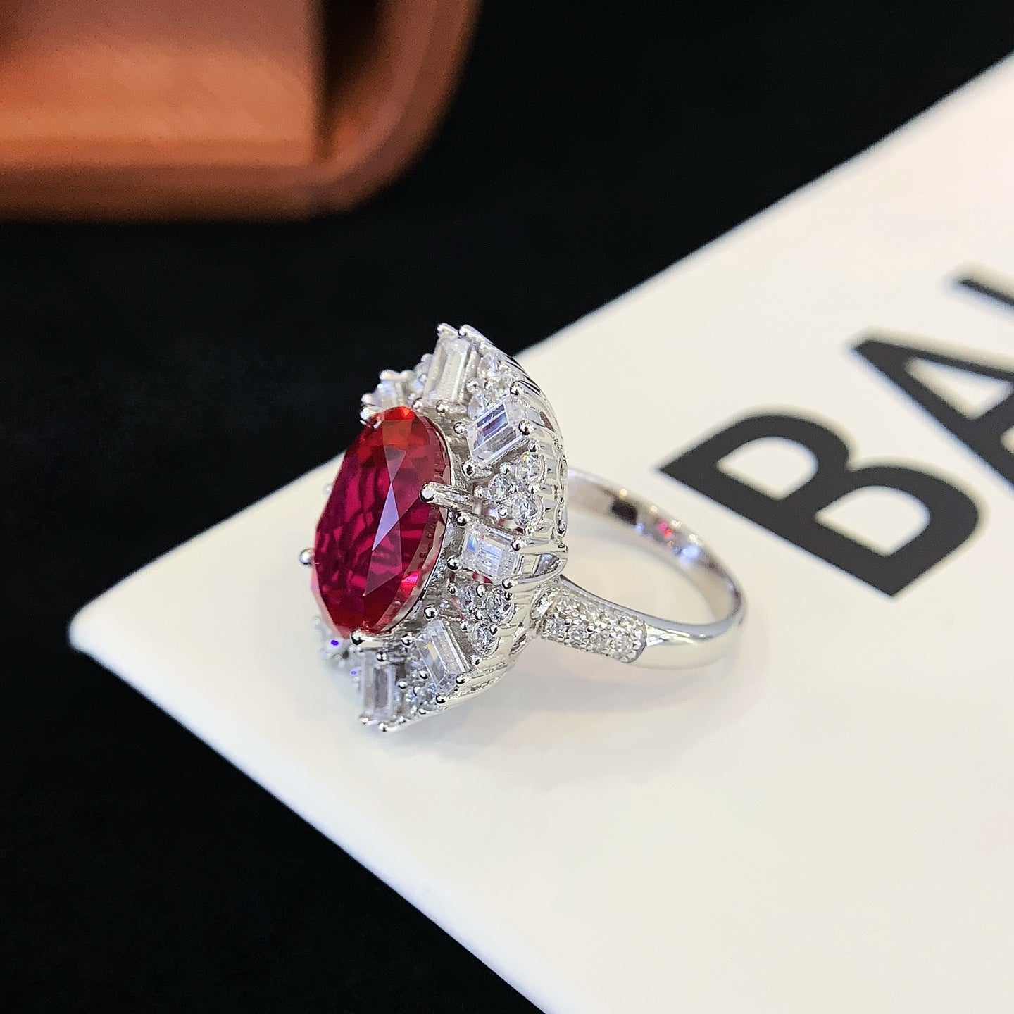 925 Silver Inlaid Colored Gemstone Ring