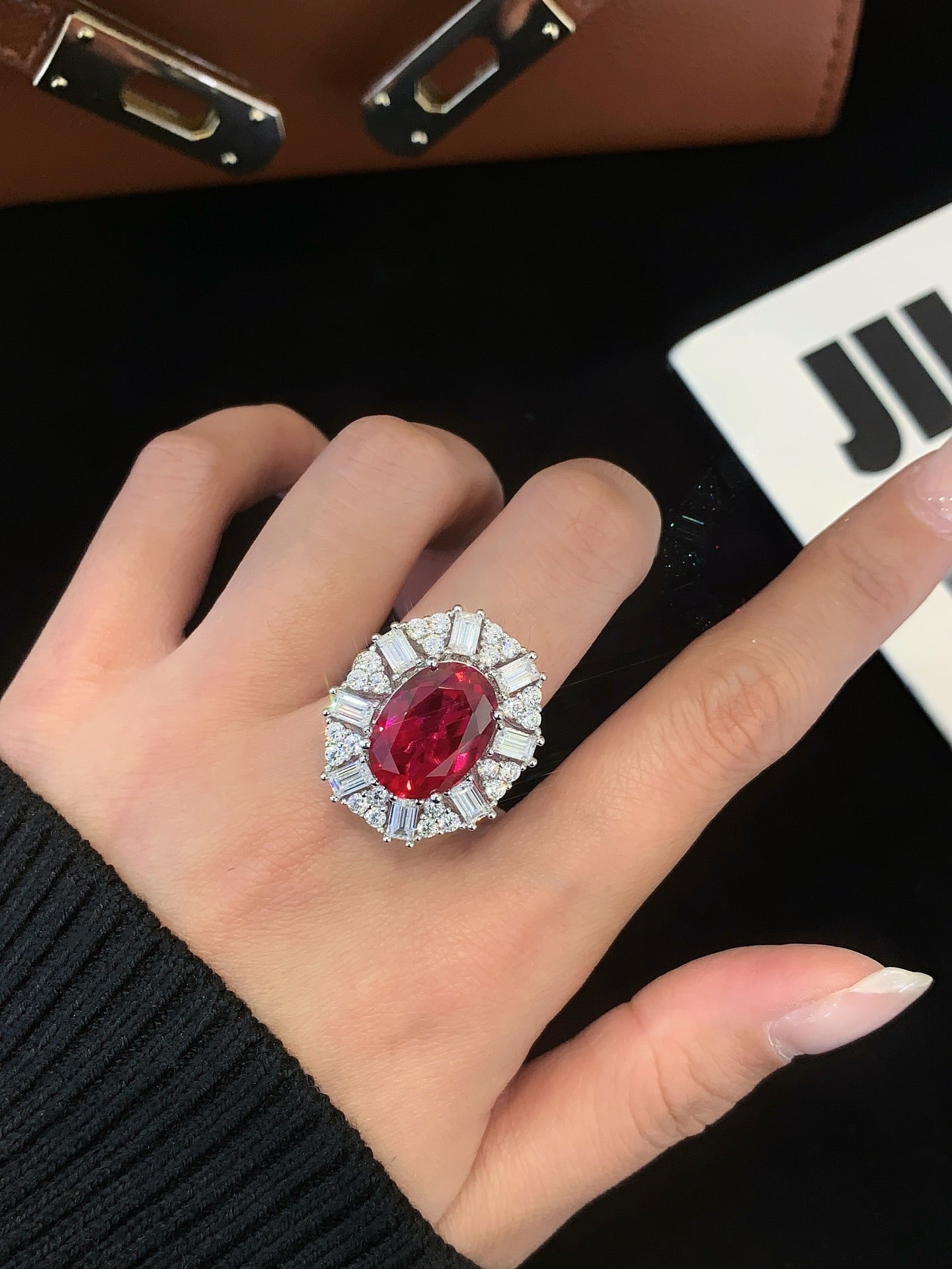 925 Silver Inlaid Colored Gemstone Ring
