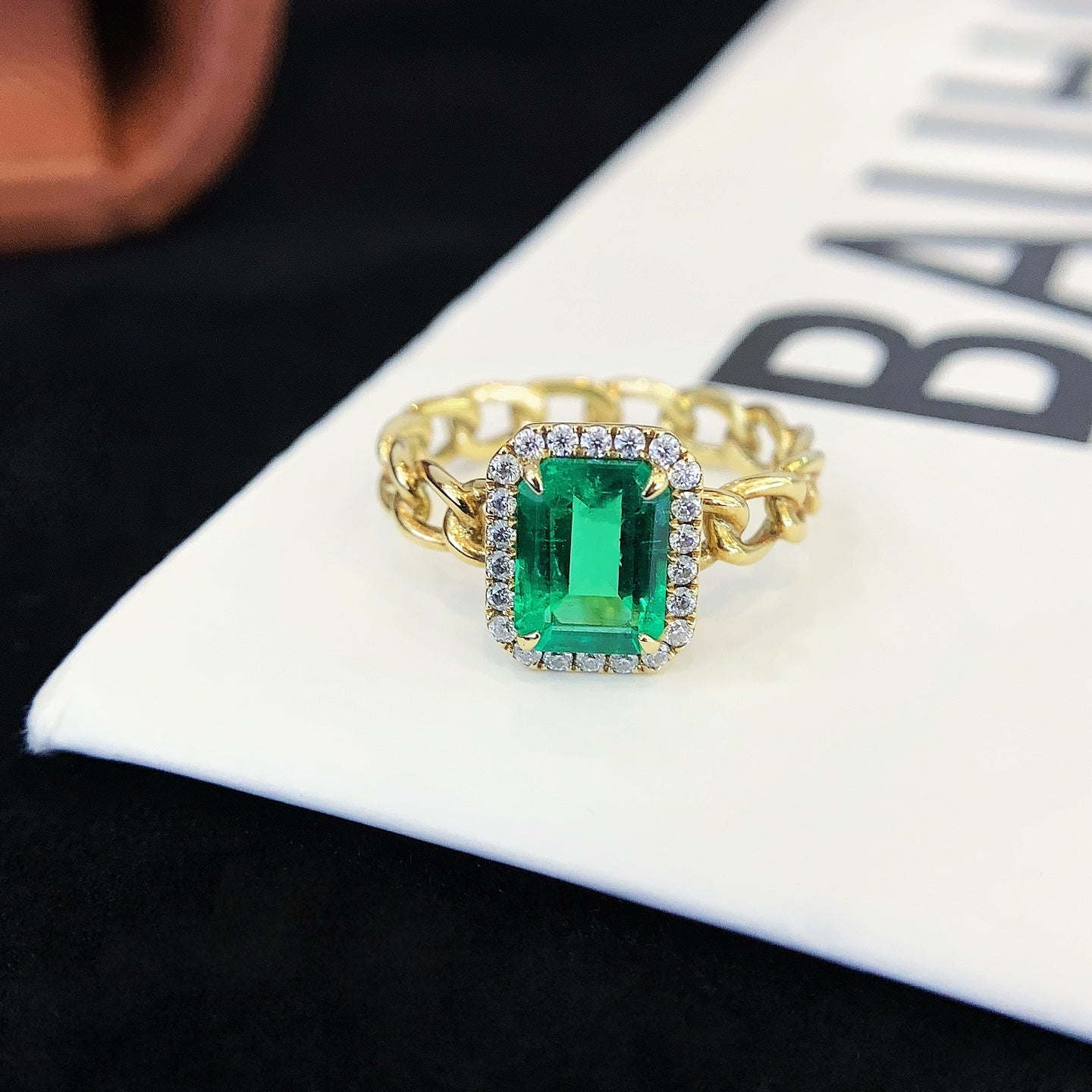 1.4 Carat Cultured Emerald 18K Gold Ring
