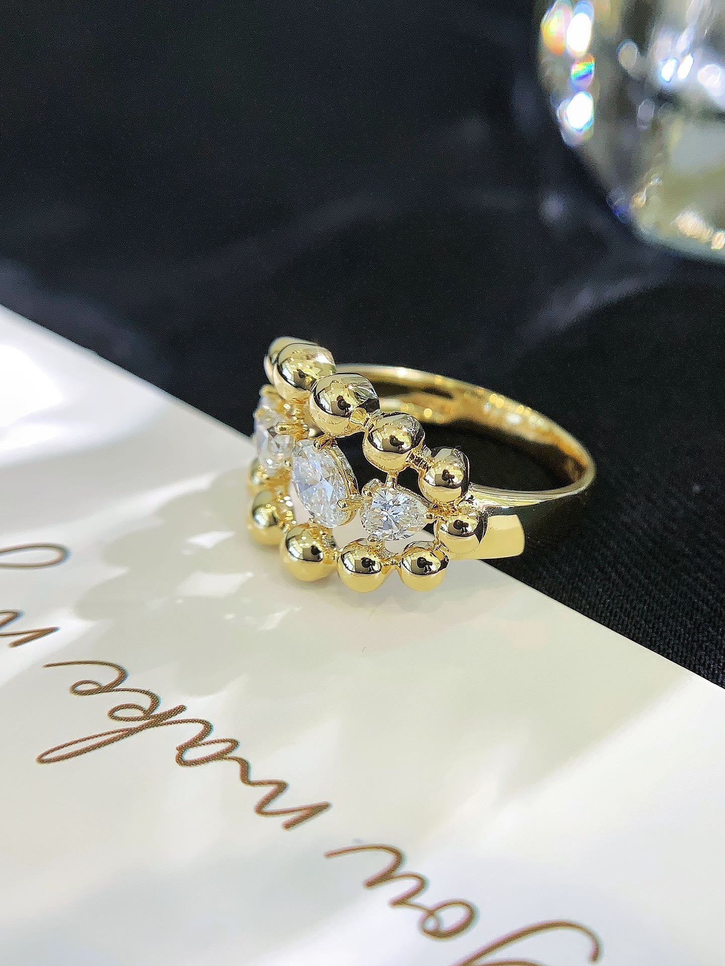 18K Gold Cultured Diamond Ring
