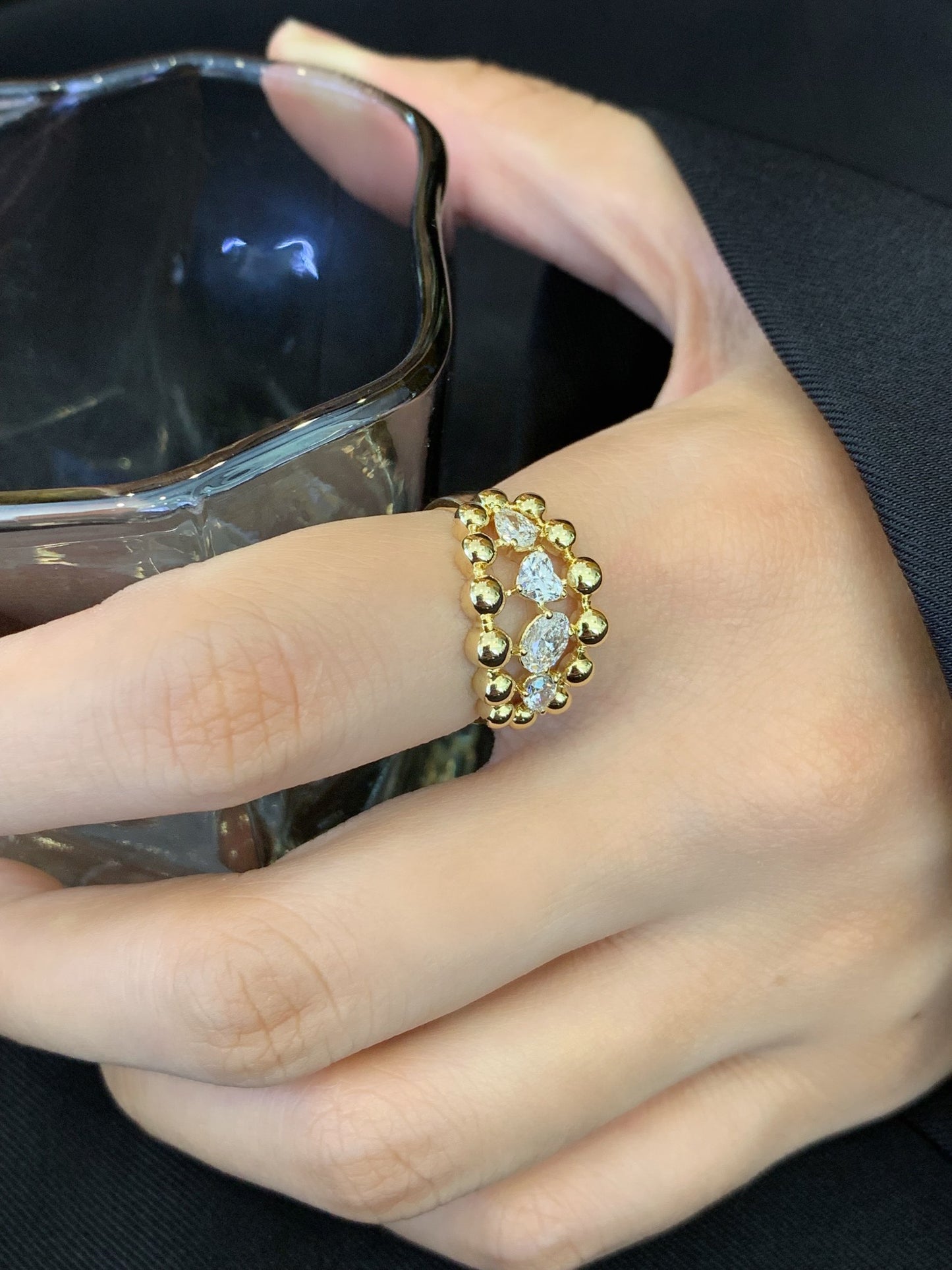 18K Gold Cultured Diamond Ring