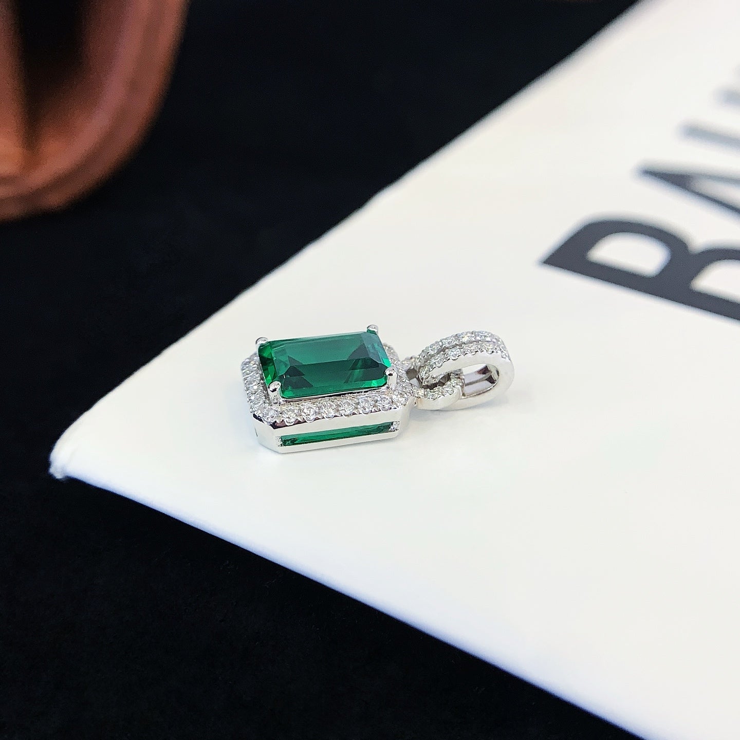 18K Gold Cultured Emerald Pendant