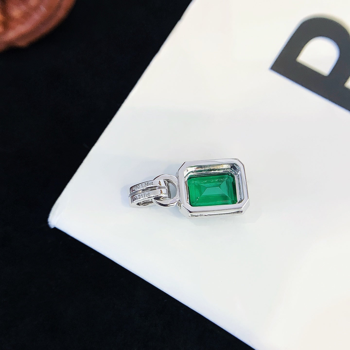 18K Gold Cultured Emerald Pendant