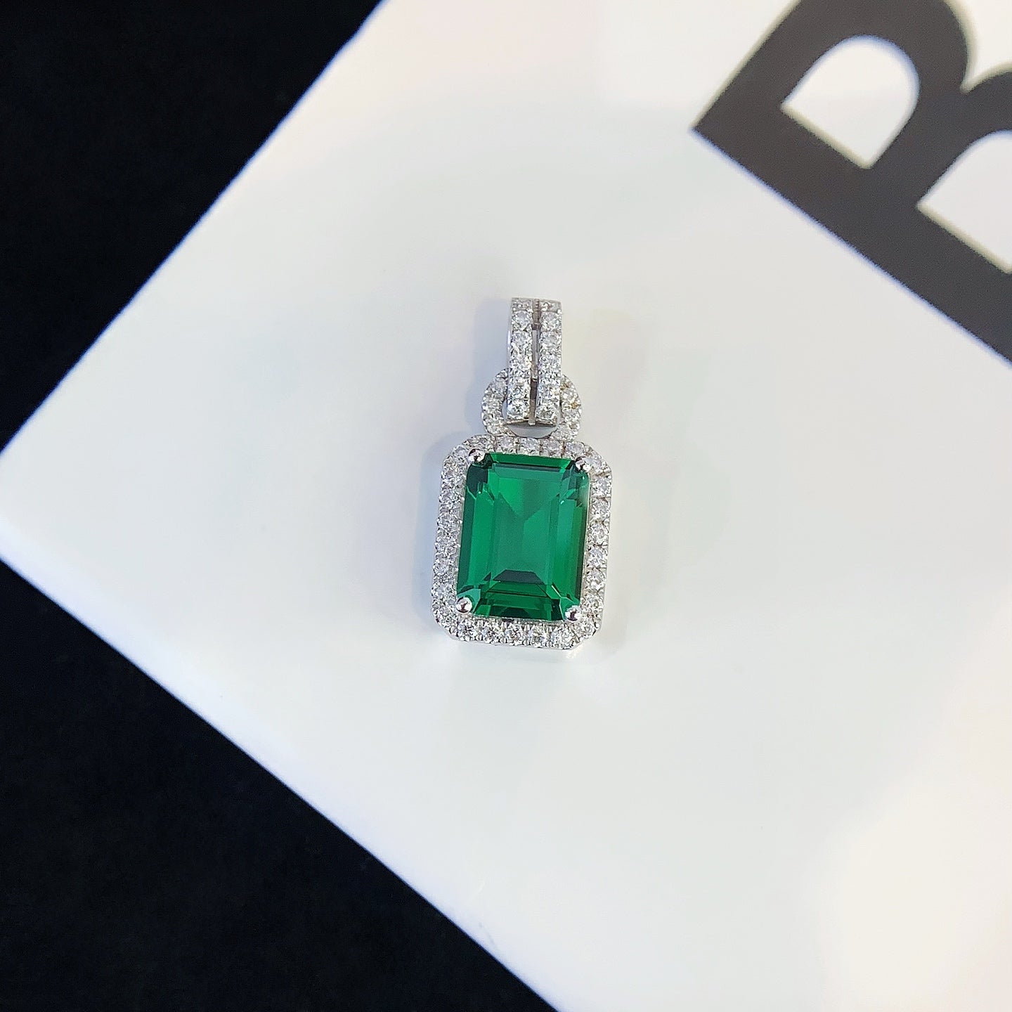 18K Gold Cultured Emerald Pendant