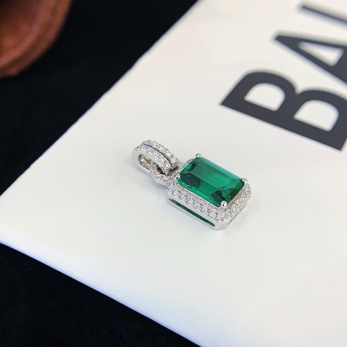 18K Gold Cultured Emerald Pendant
