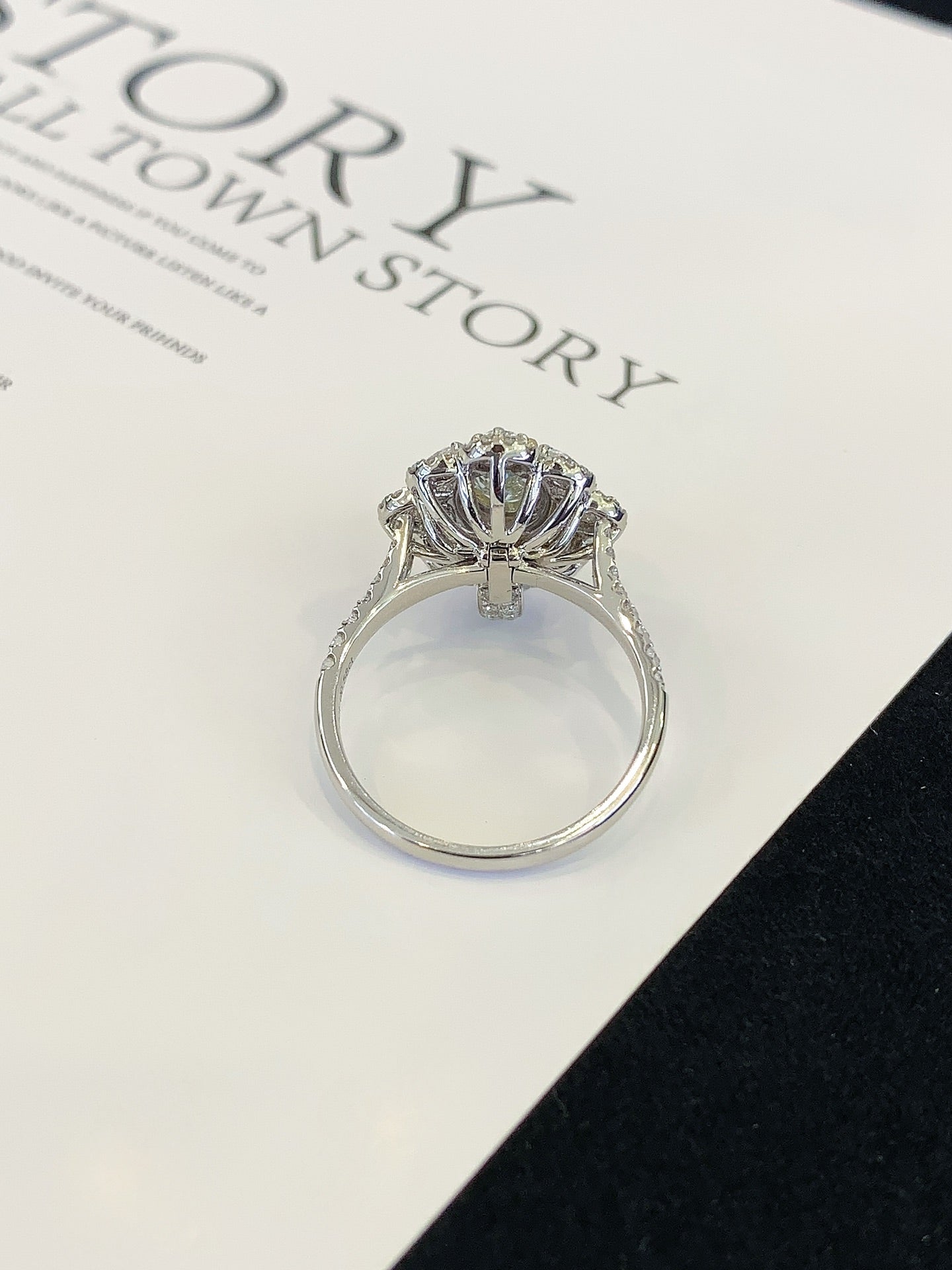 18K Gold Cultivated Blue Diamond Ring Necklace (Two Ways to Wear)