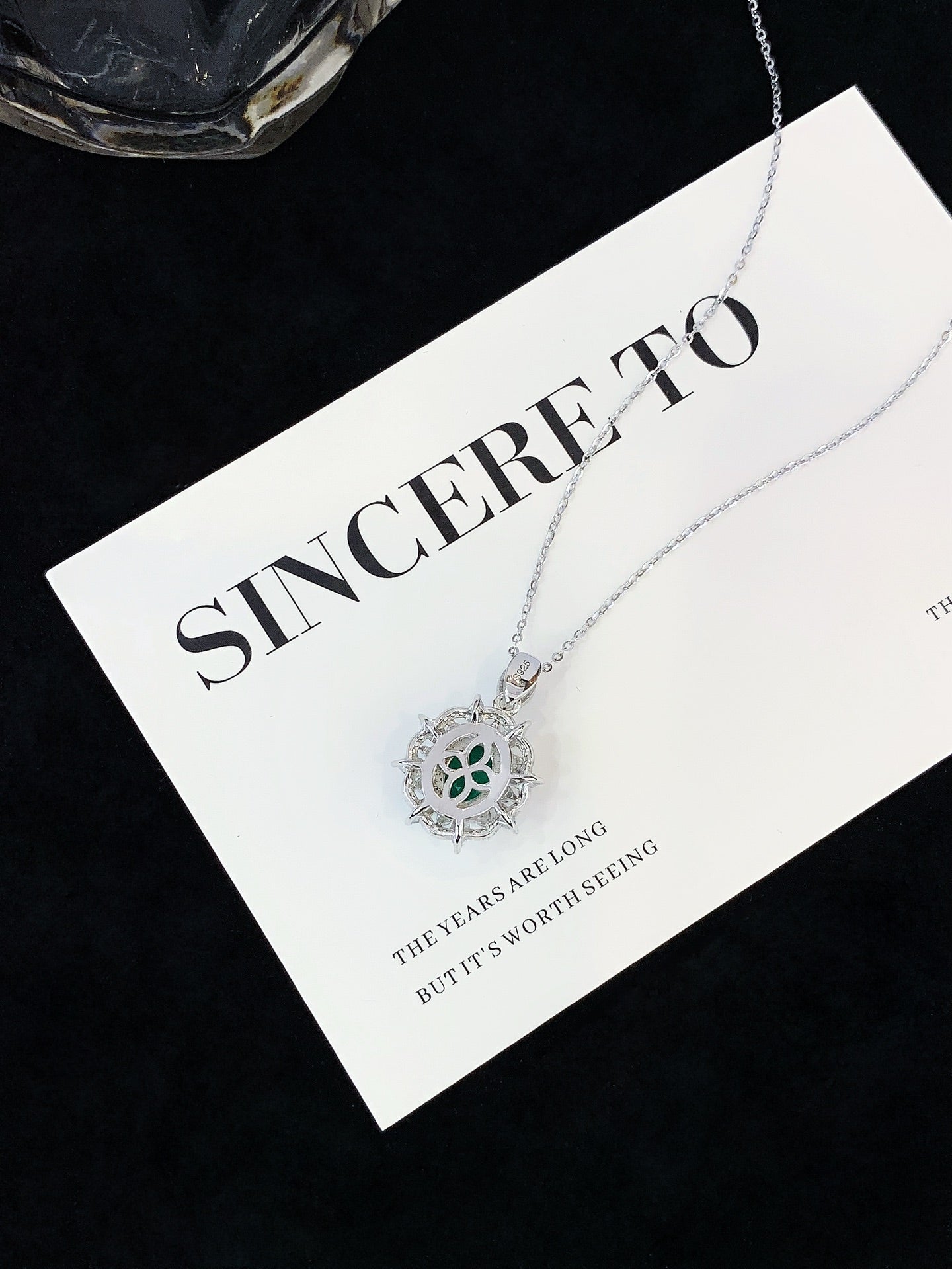 S925 silver inlaid colored gemstone necklace