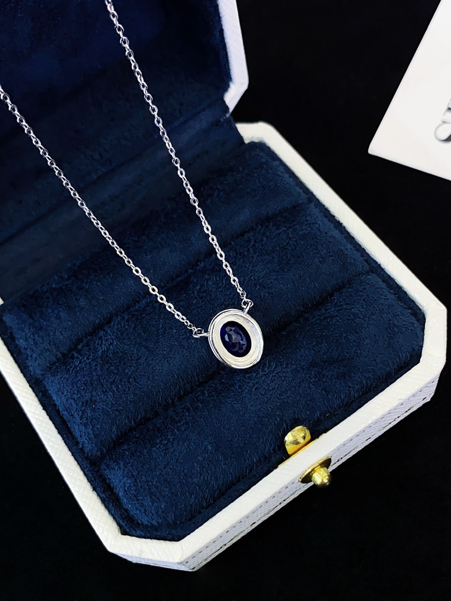 S925 silver sapphire necklace