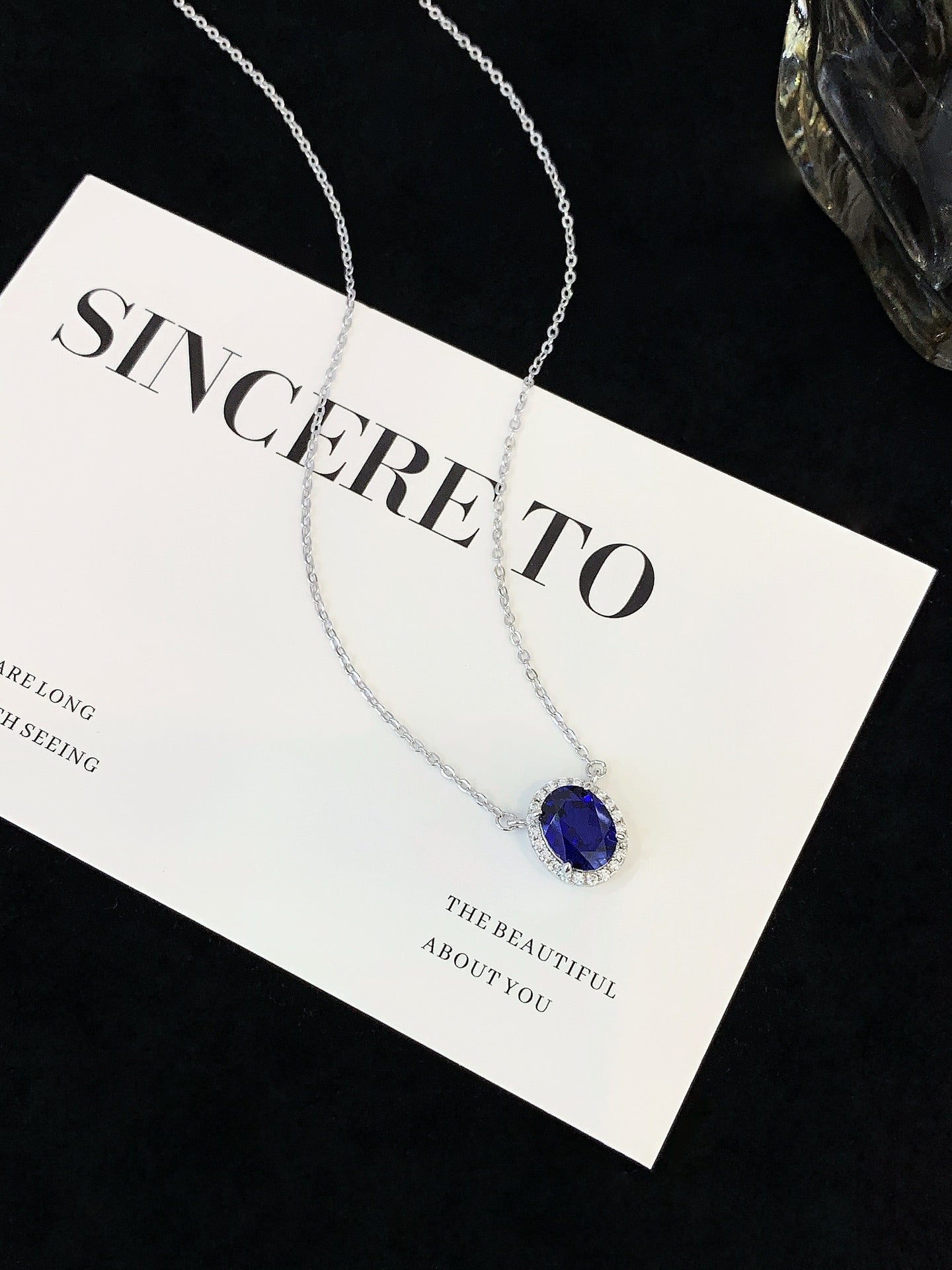 S925 silver sapphire necklace