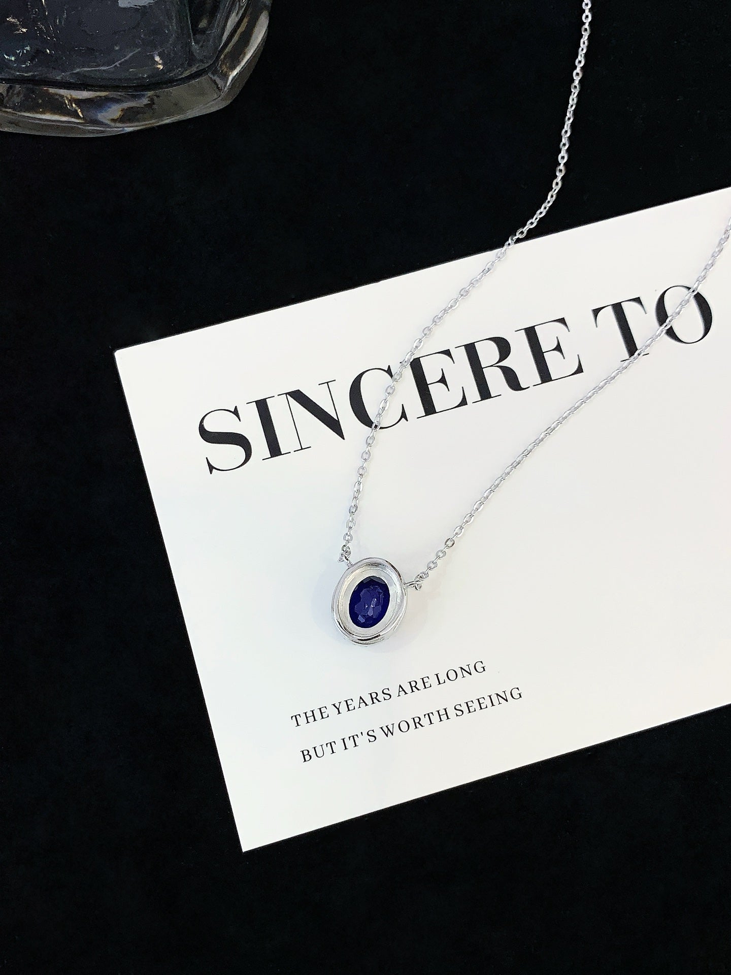 S925 silver sapphire necklace