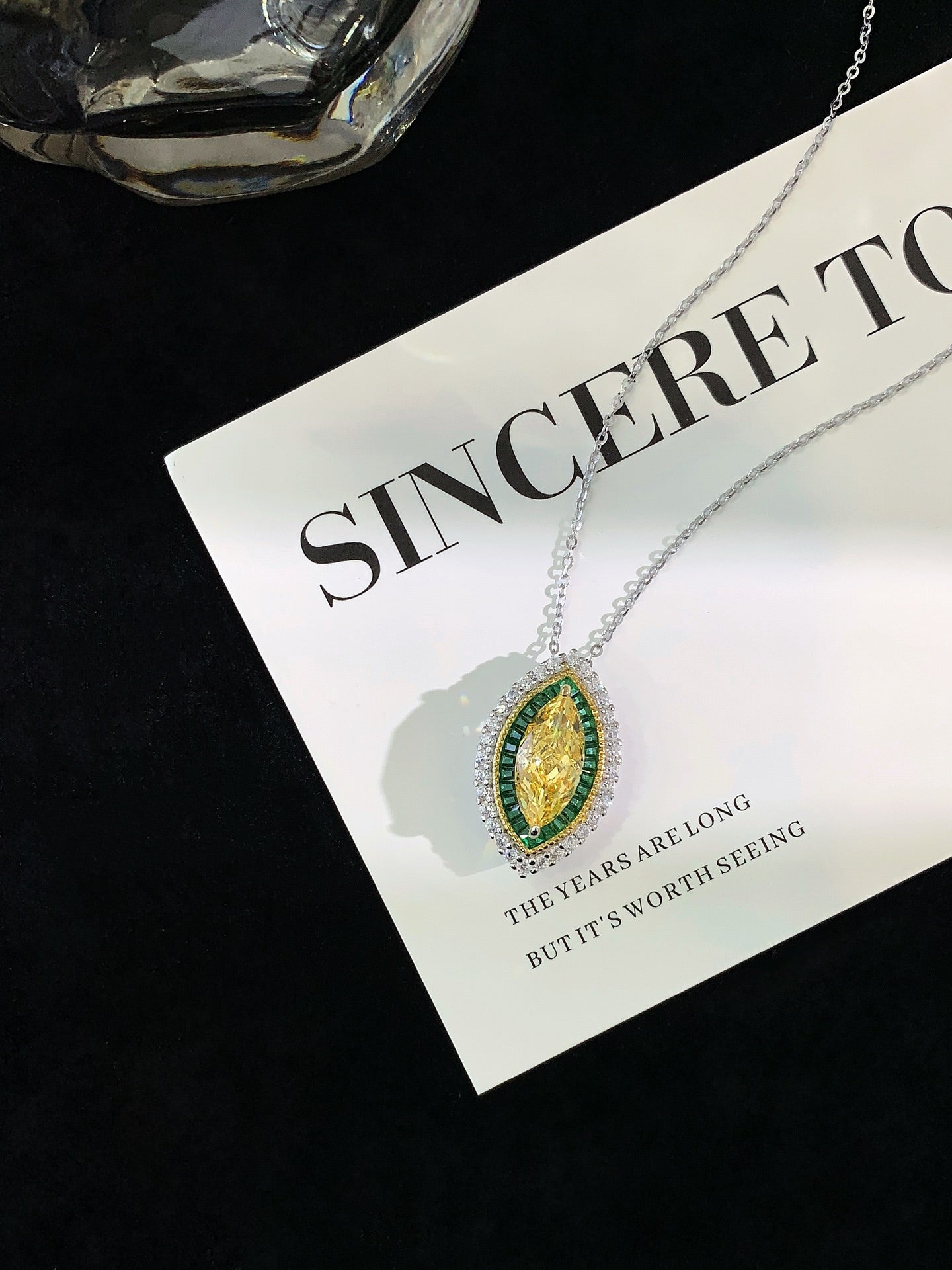 S925 silver necklace set with colored gemstones
