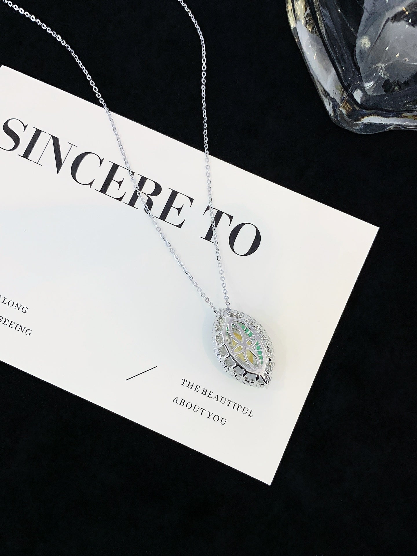 S925 silver necklace set with colored gemstones